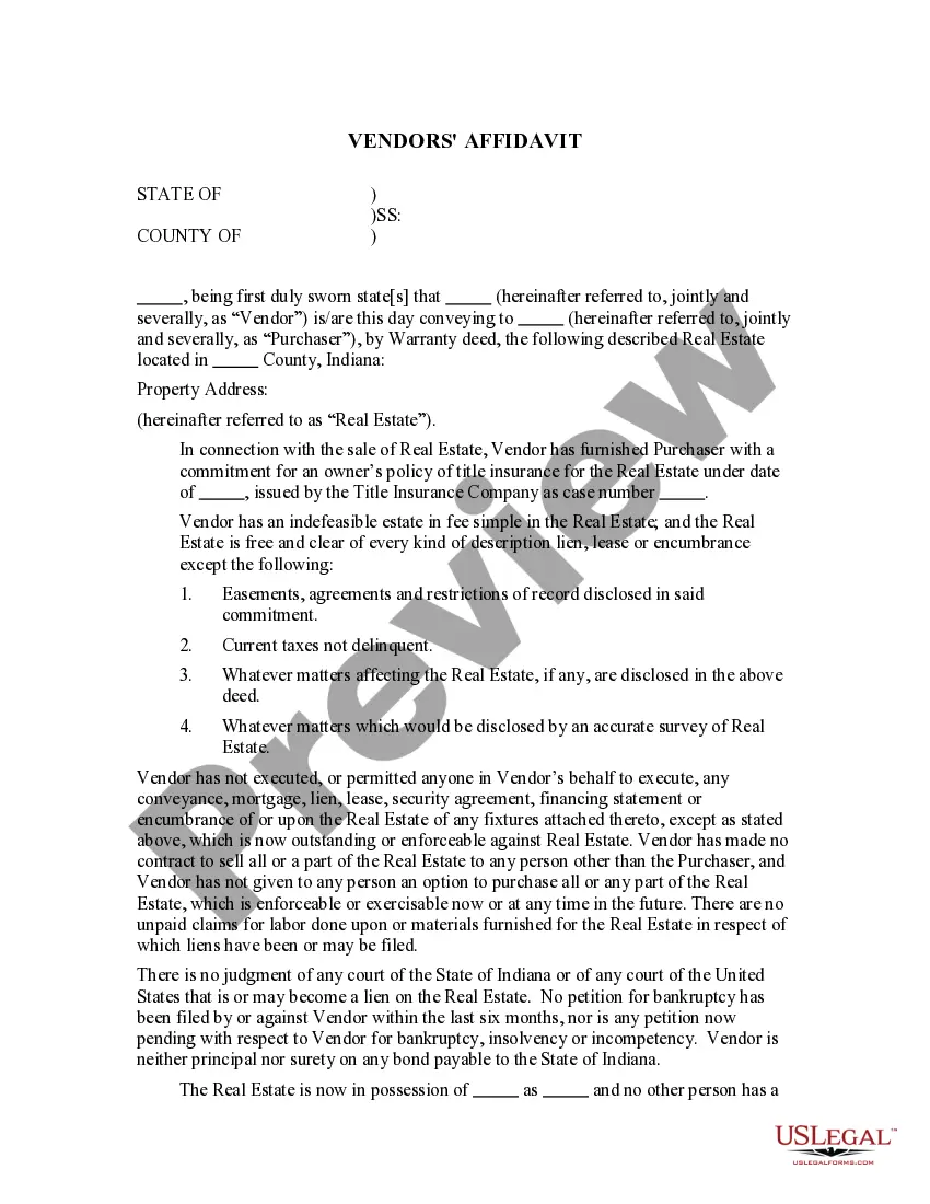 Preview Vendor's Affidavit