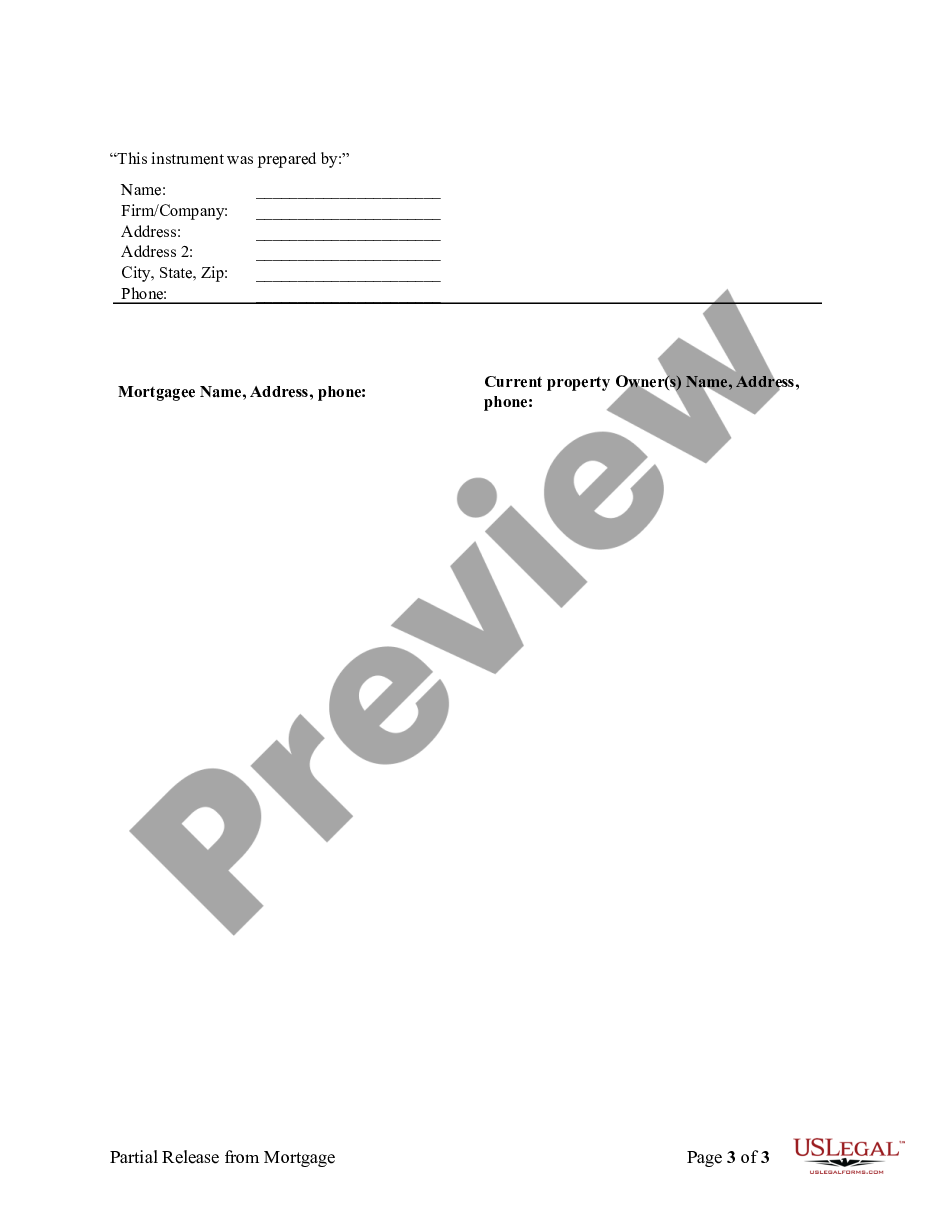 page 2 Partial Release of Property From Mortgage by Individual Holder preview