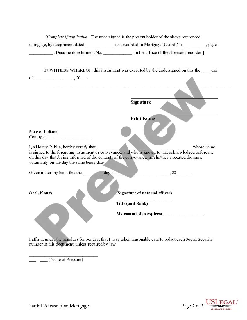 Get Partial Release of Property From Mortgage by Individual Holder Preview Partial Release of Property From Mortgage by Individual Holder