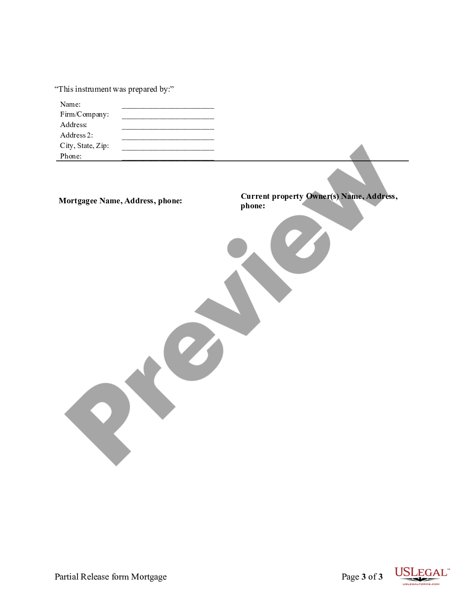 page 2 Partial Release of Property From Mortgage for Corporation preview