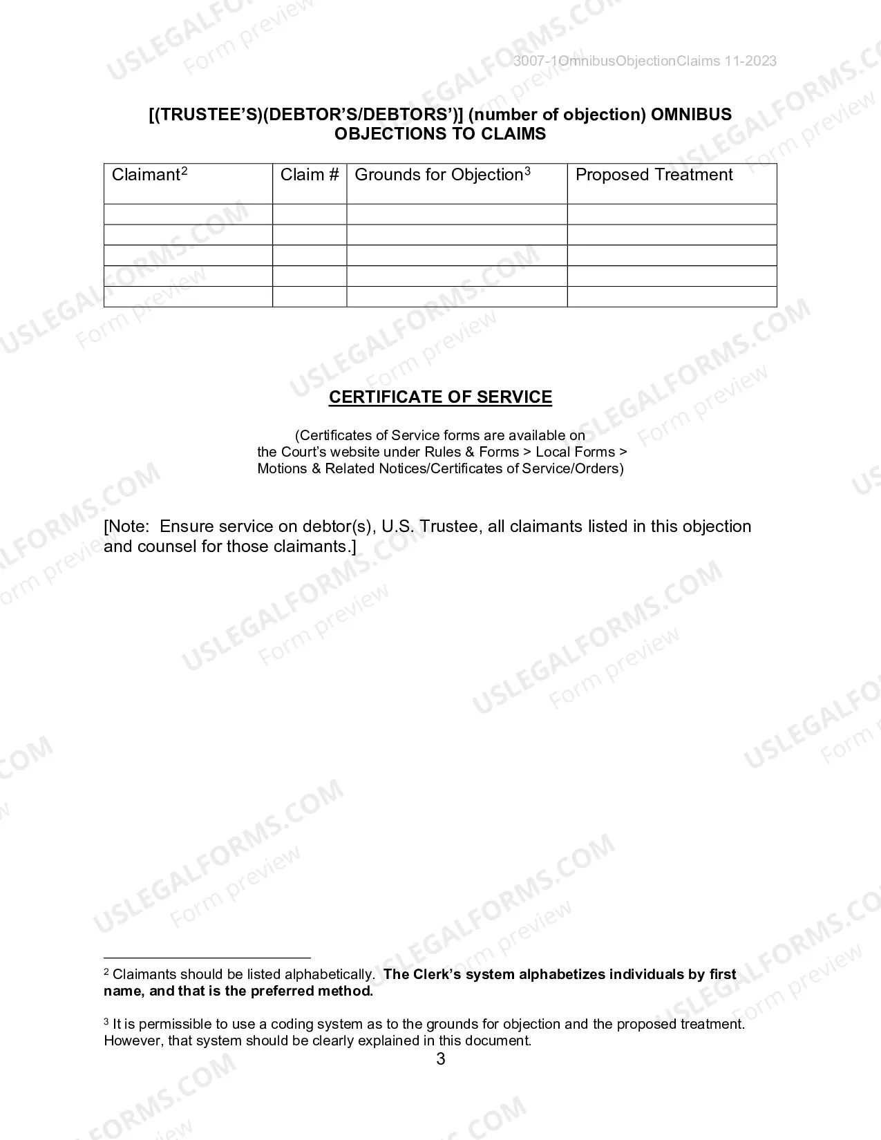 Preview Omnibus Objections to Claims
