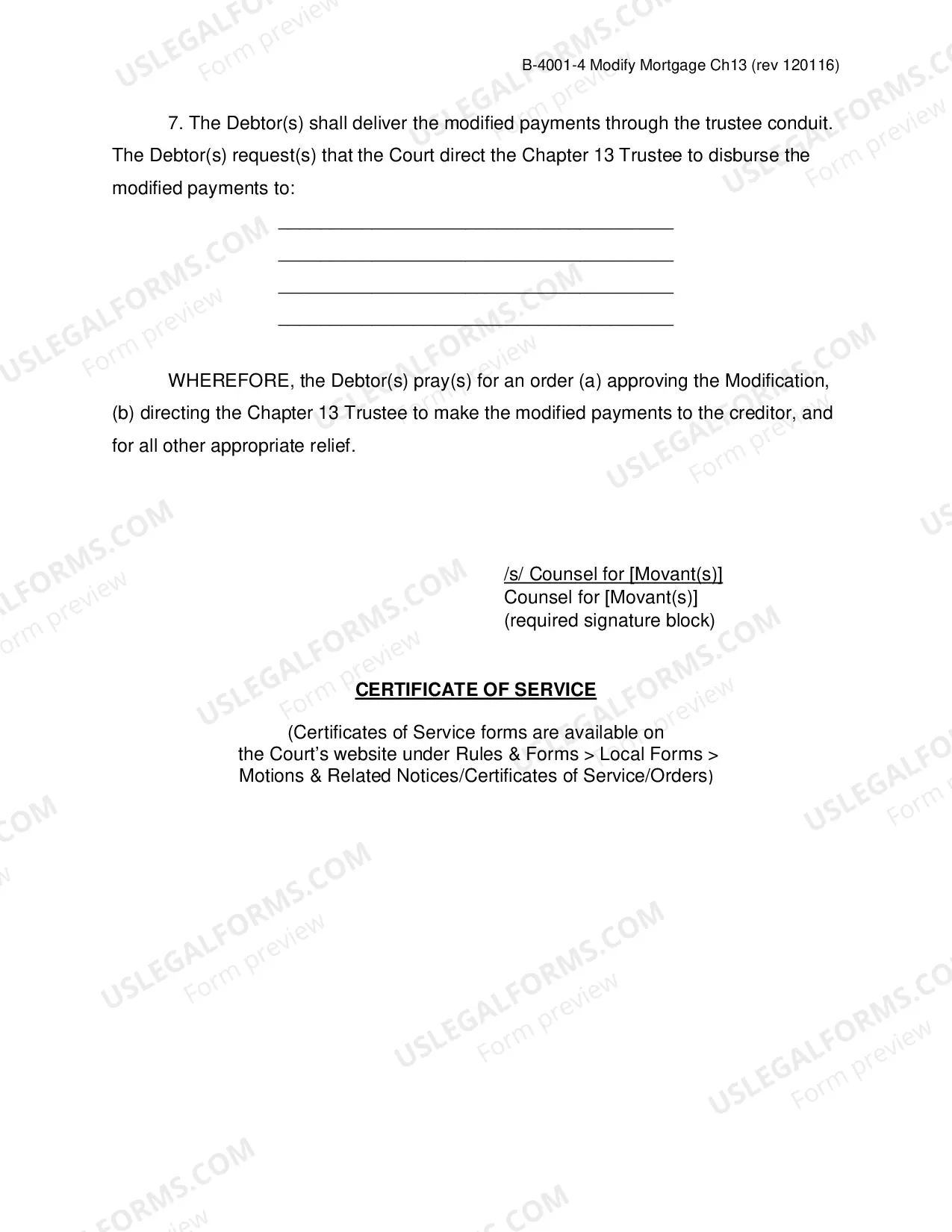 Preview Motion to Modify Secured Debt (Mortgage), (Chapter 13)
