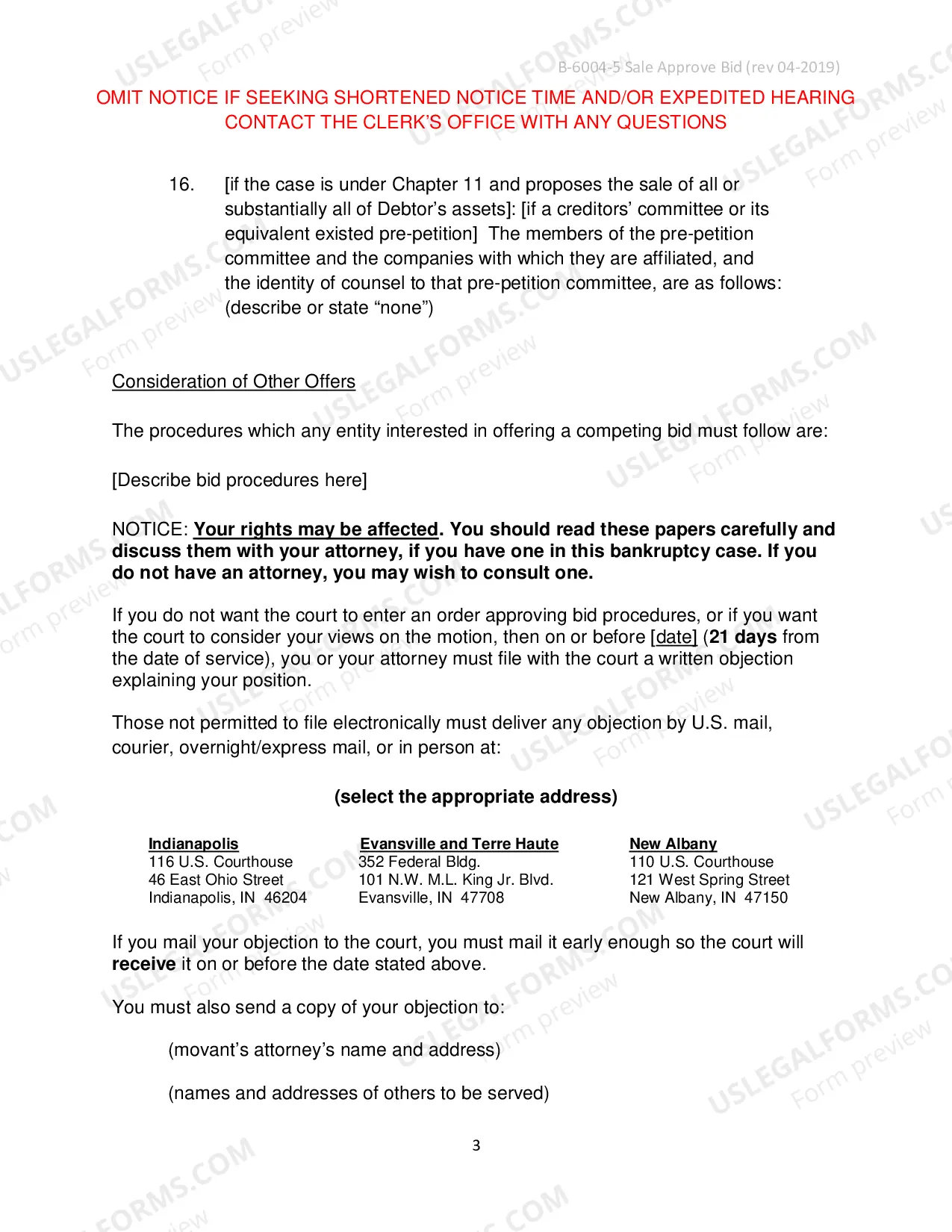 Preview Sell and approve bid procedures, Motion and Notice (Combined)