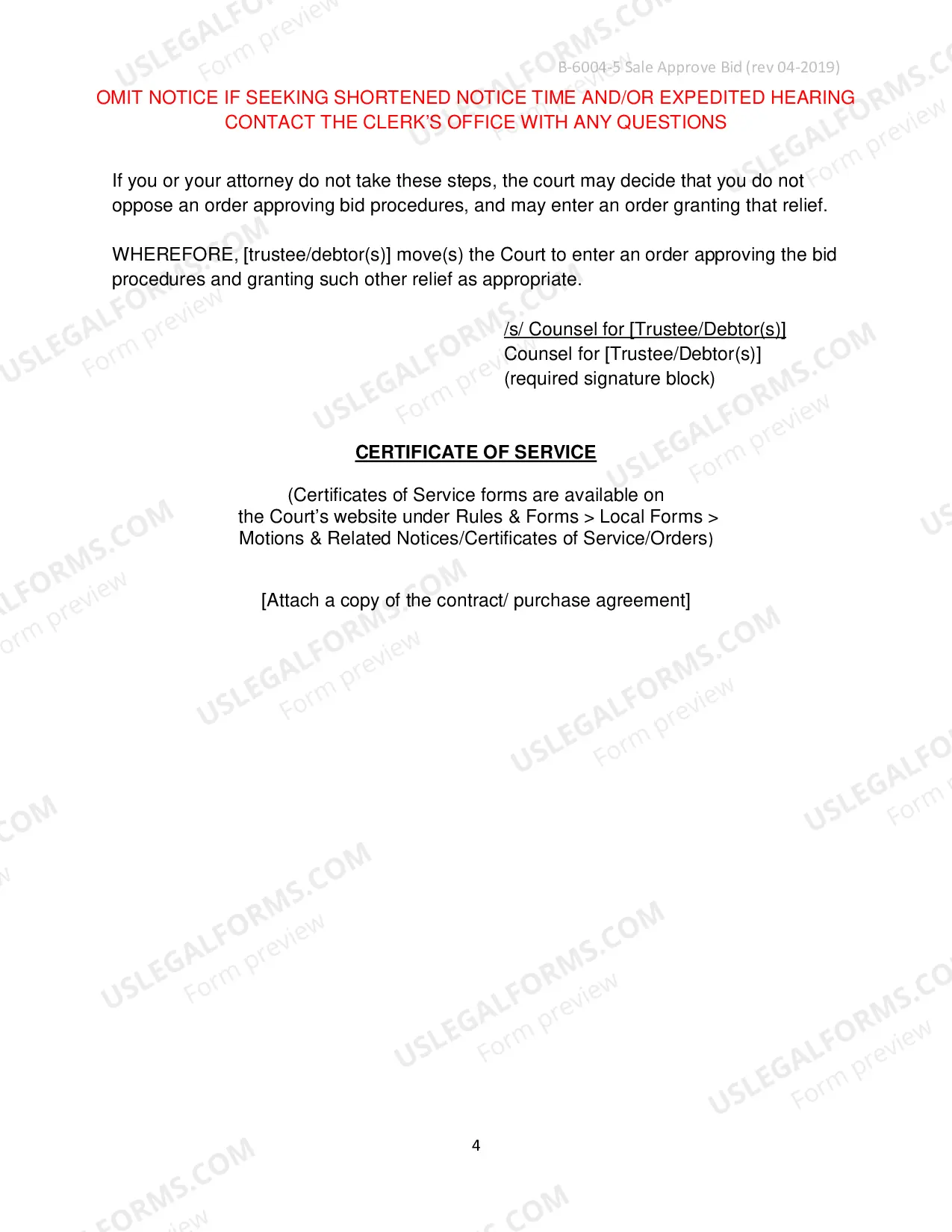 Preview Sell and approve bid procedures, Motion and Notice (Combined)