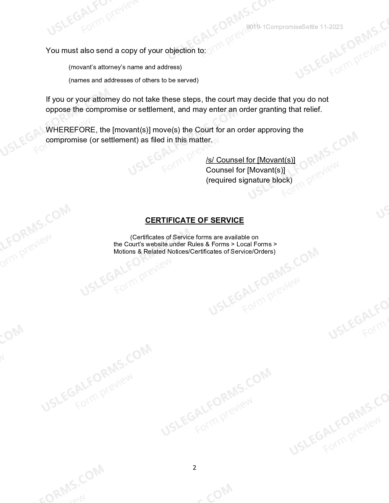 Preview Compromise (or Settle), Motion and Notice (Combined)