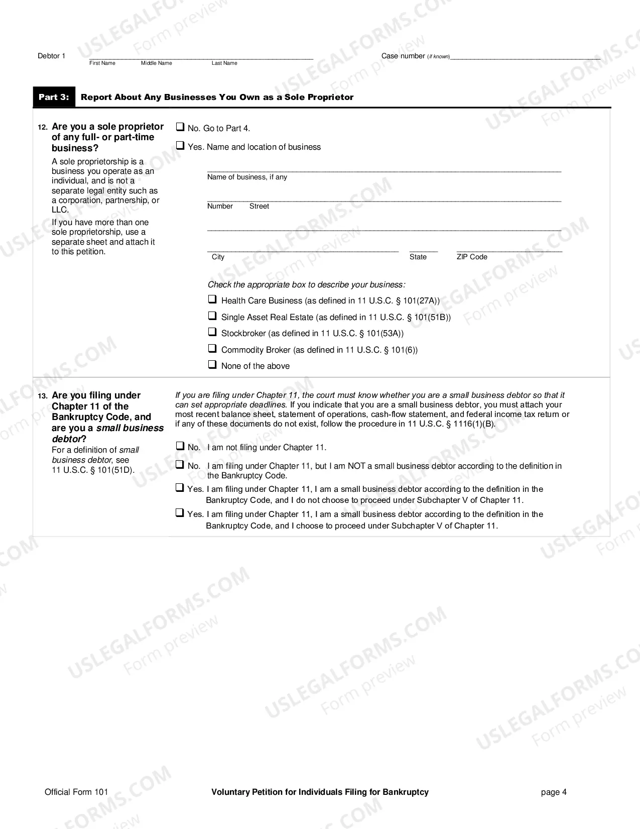 Preview Pro Se Debtor Packet