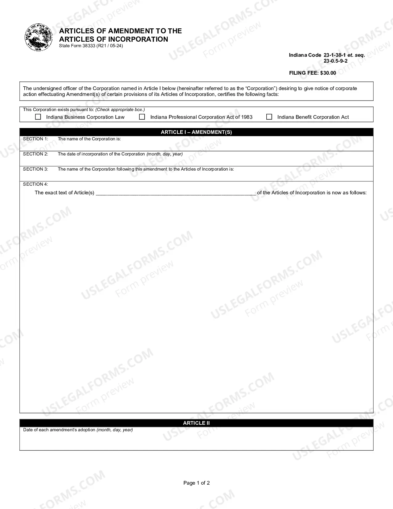 Preview 38333- Articles of Amendment to the Articles of Incorporation
