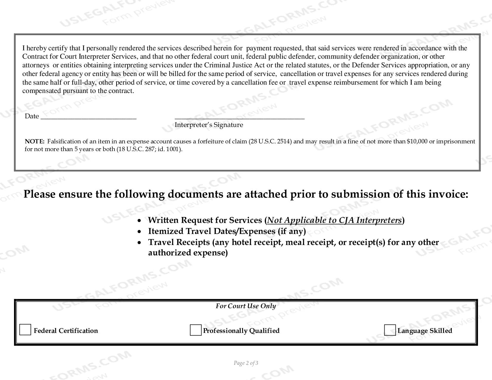 Preview Court Interpreter Invoice
