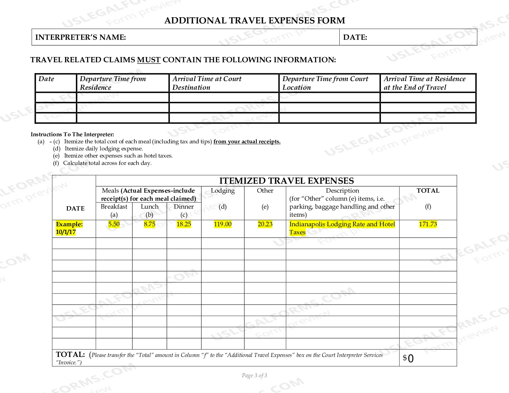 Preview Court Interpreter Invoice