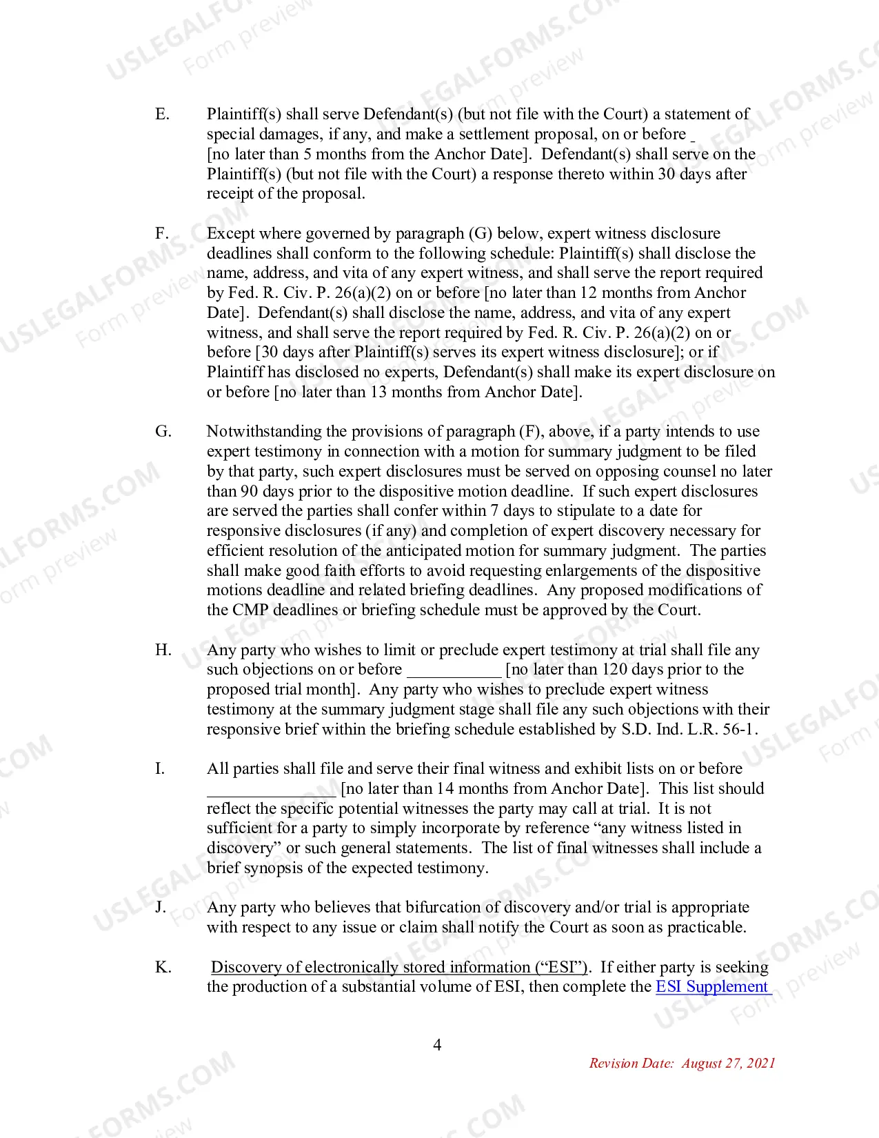 Preview Uniform Case Management Plan