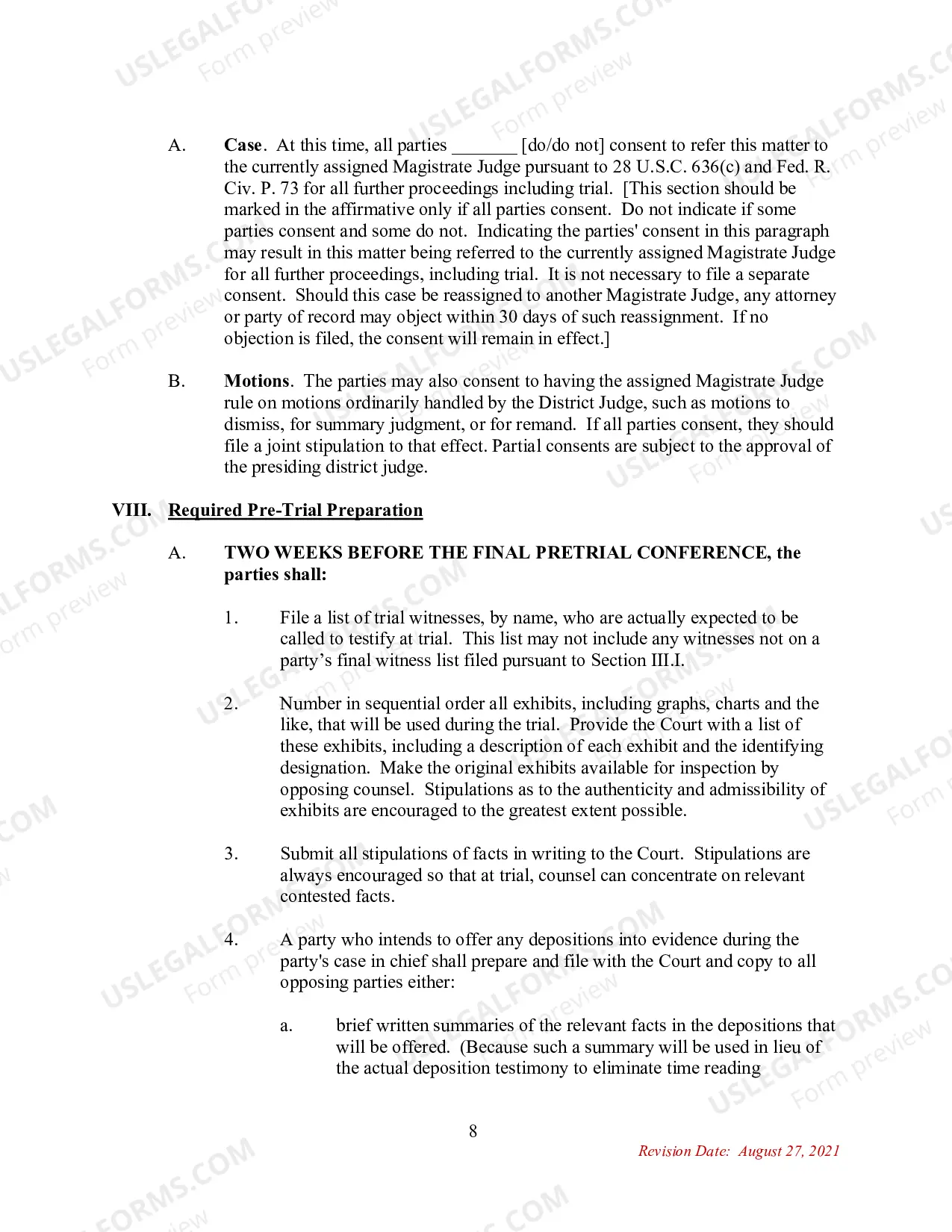 Preview Uniform Case Management Plan