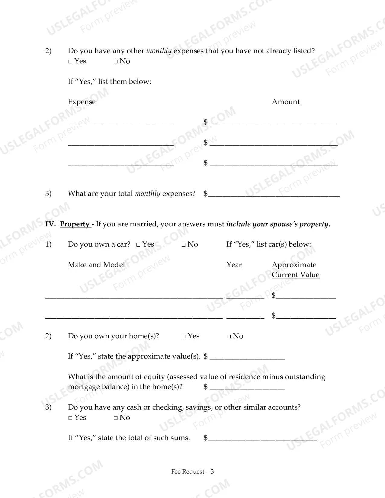 Preview Request to Proceed in District Court Without PrePaying the Filing Fee (Non-Prisoner)