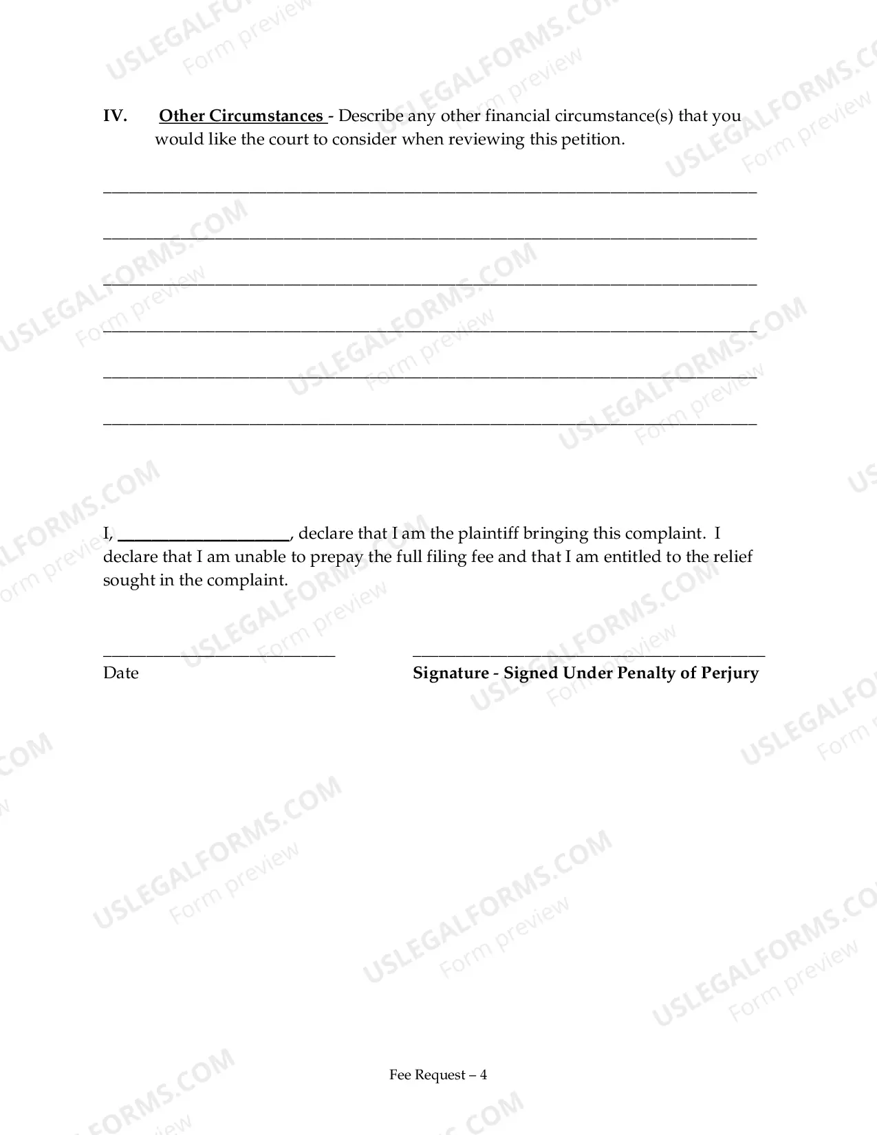 Preview Request to Proceed in District Court Without PrePaying the Filing Fee (Prisoner)