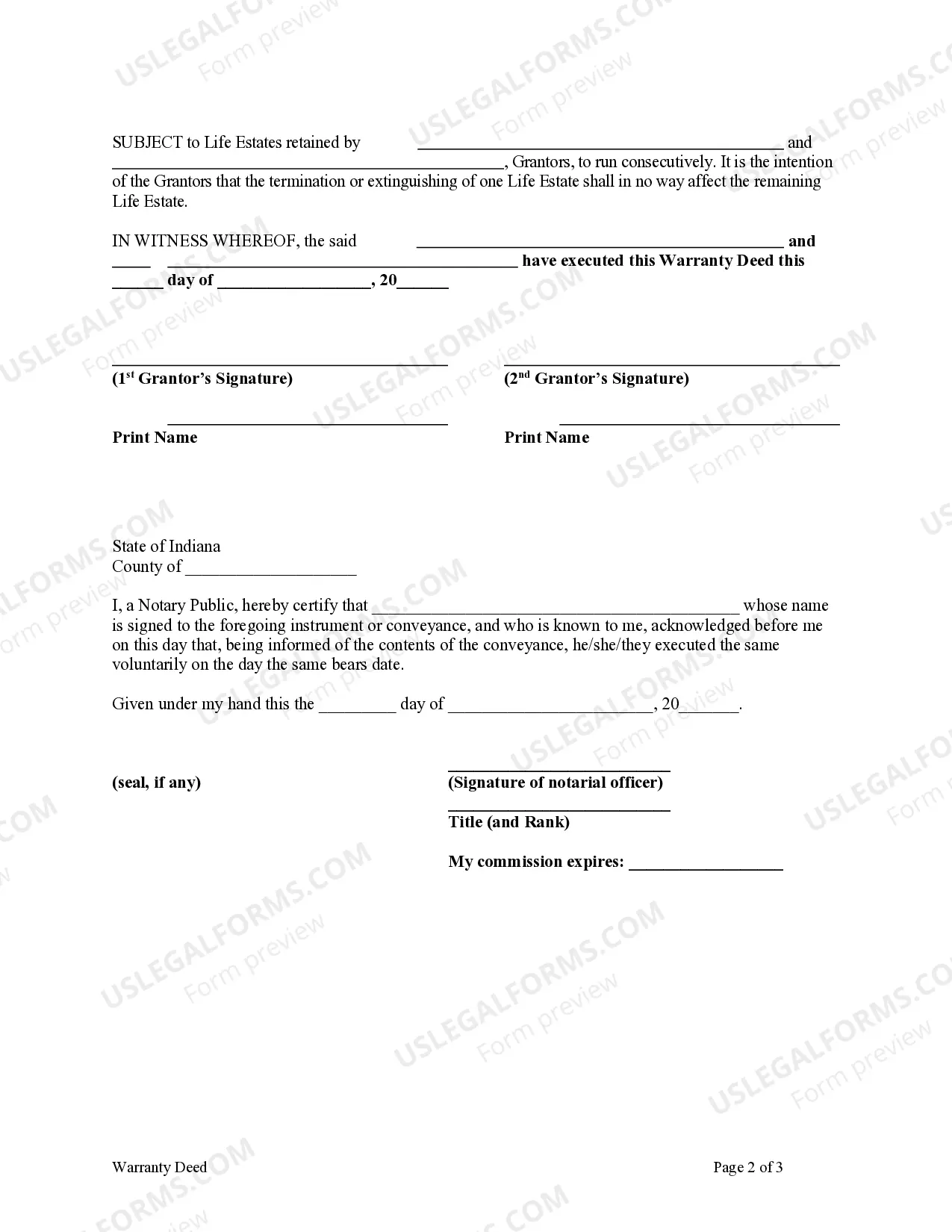 Preview Warranty Deed for Parents to Child with Reservation of Life Estate