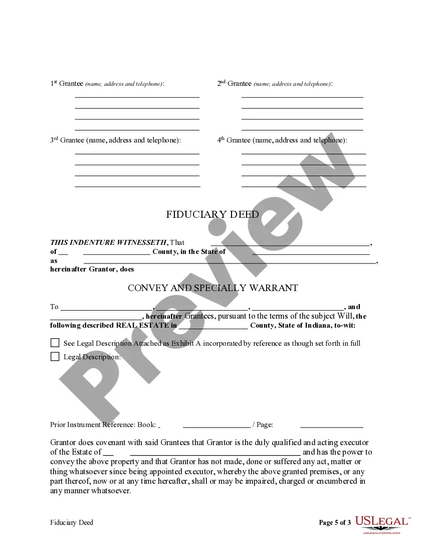 Get Fiduciary Deed for use by Executors, Trustees, Trustors, Administrators and other Fiduciaries Preview Fiduciary Deed for use by Executors, Trustees, Trustors, Administrators and other Fiduciaries