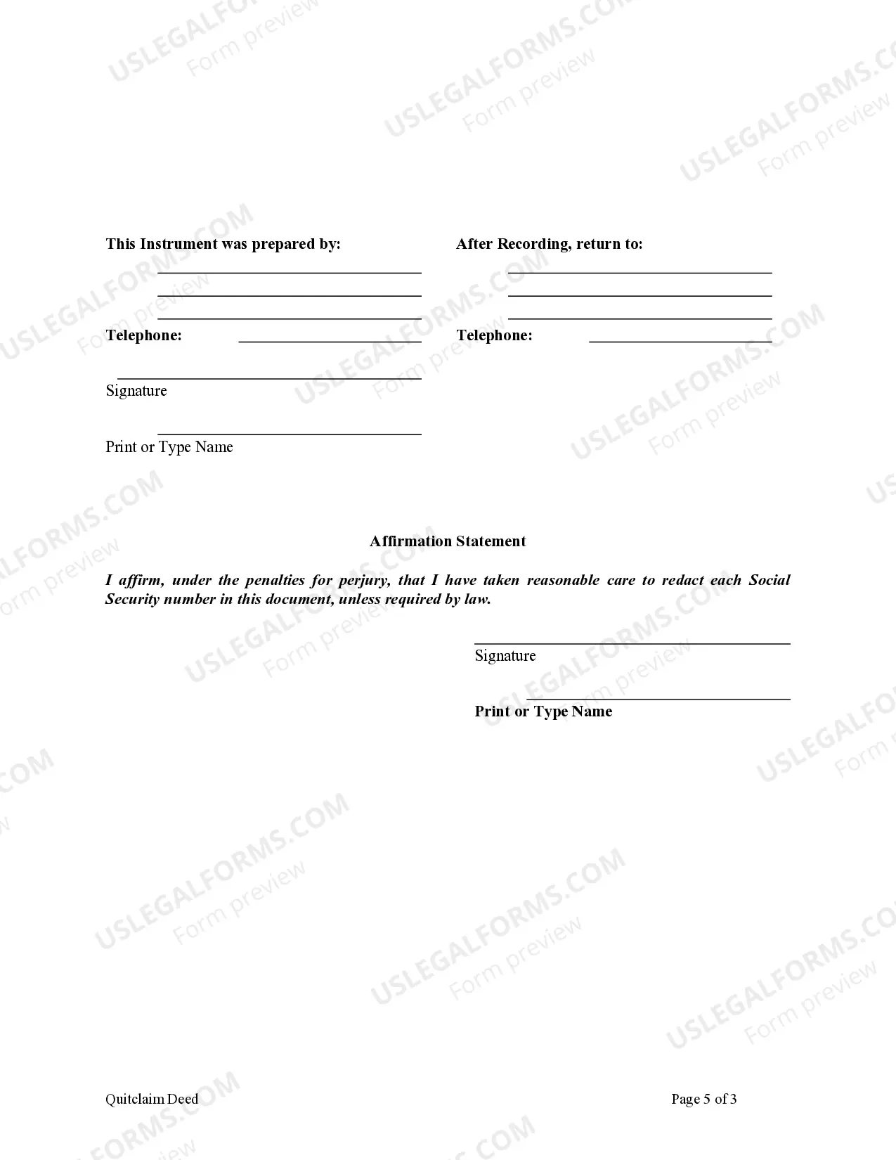 Preview Quitclaim Deed for Individual to Two Individuals as Joint Tenants