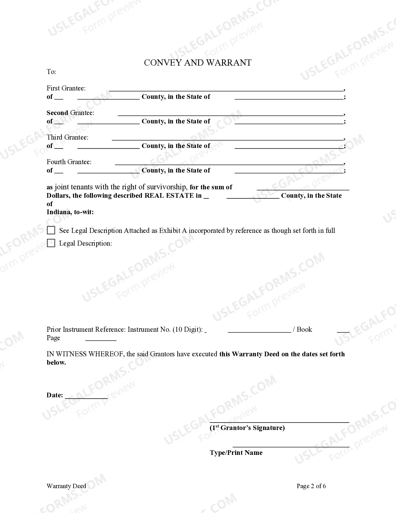 Preview Warranty Deed - Six Individuals to Four Individuals