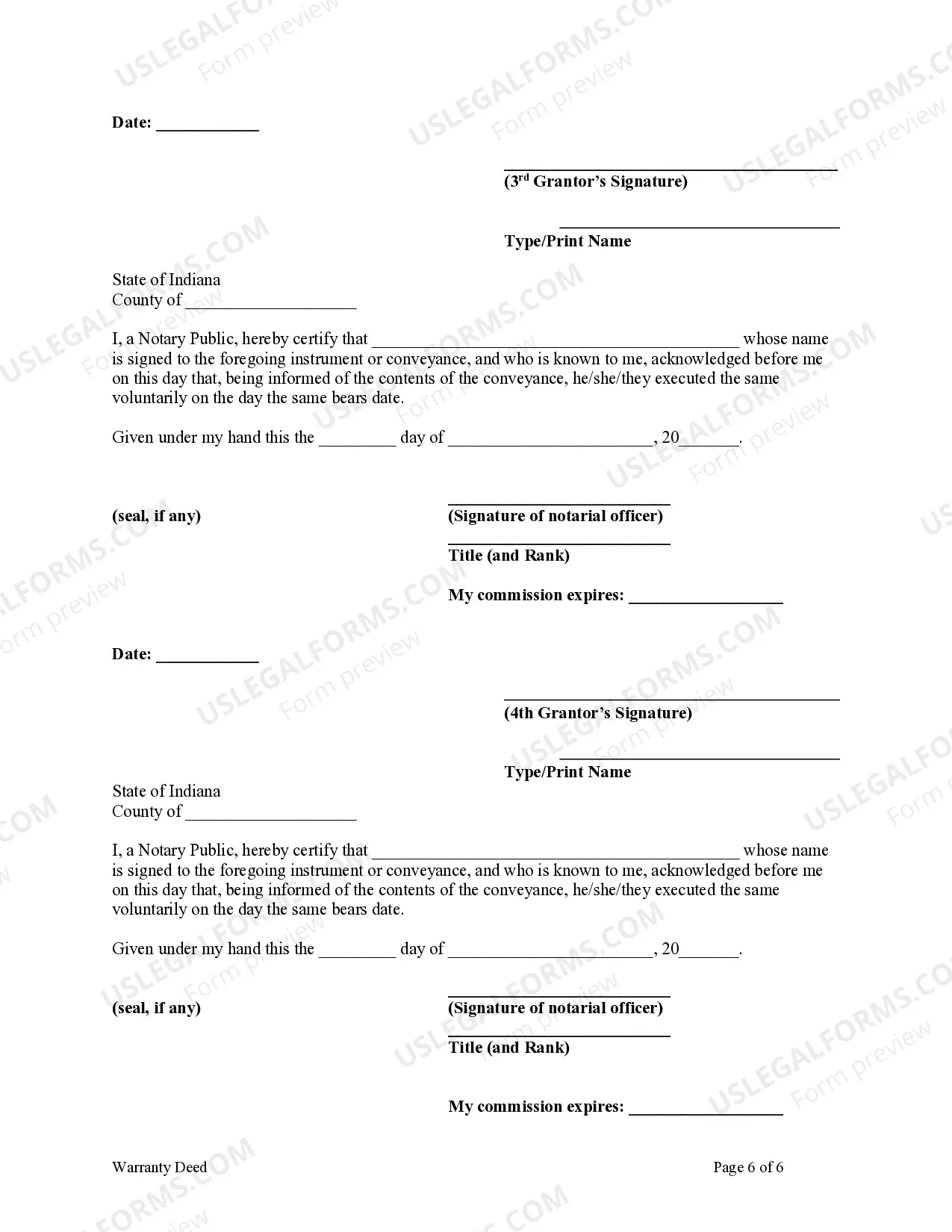 Preview Warranty Deed - Six Individuals to Four Individuals