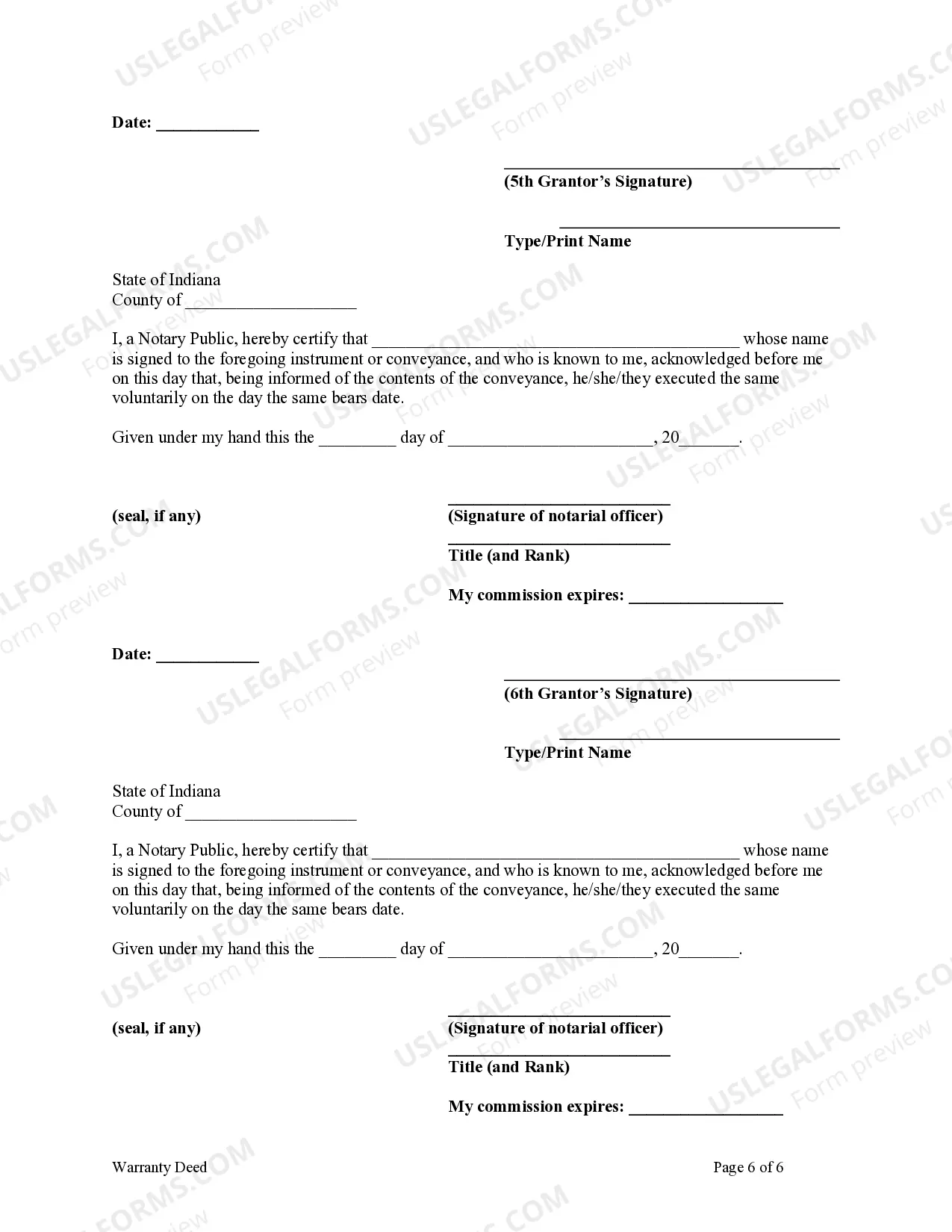 Preview Warranty Deed - Six Individuals to Four Individuals