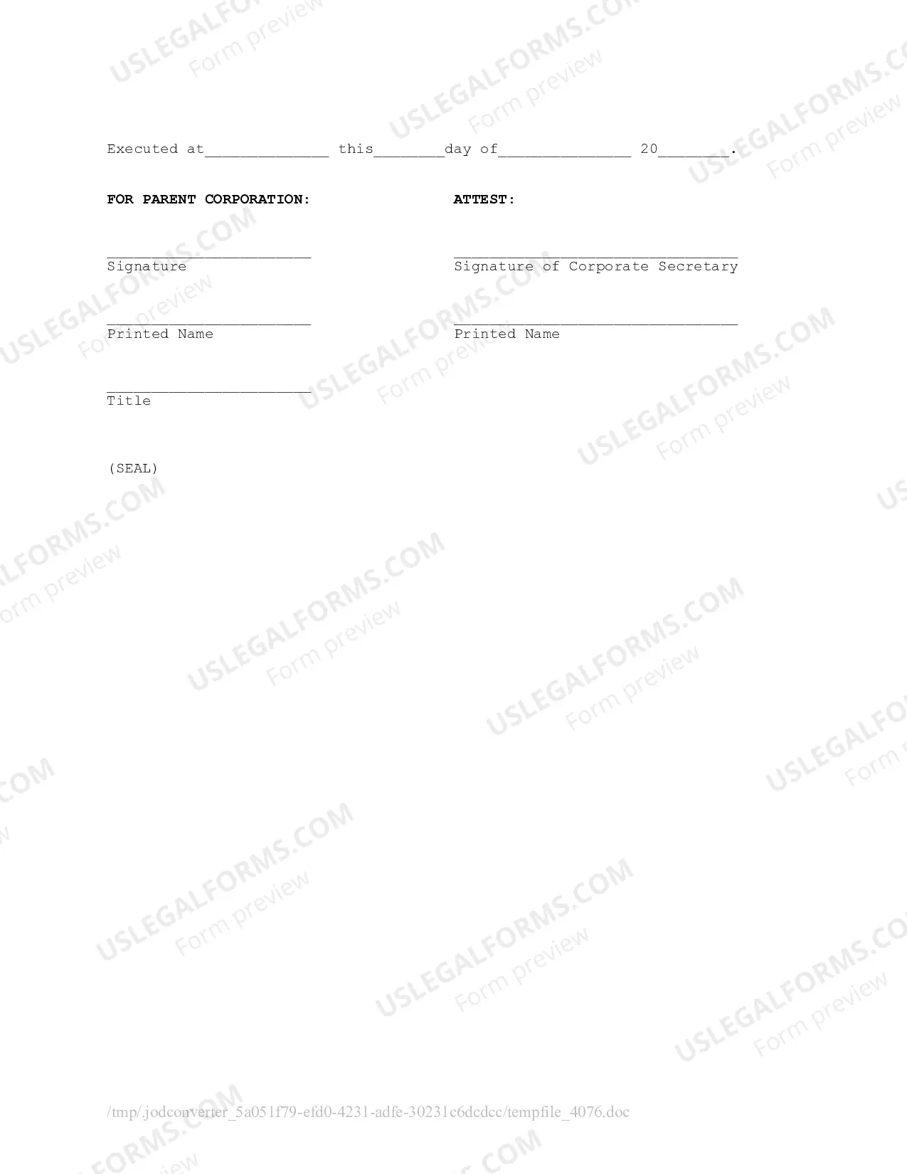 Preview Parental Indemnity Agreement
