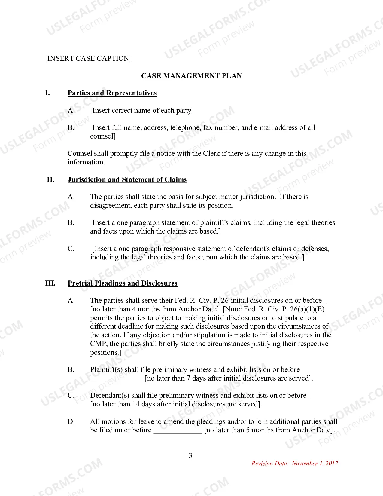 Preview Case Management Plan