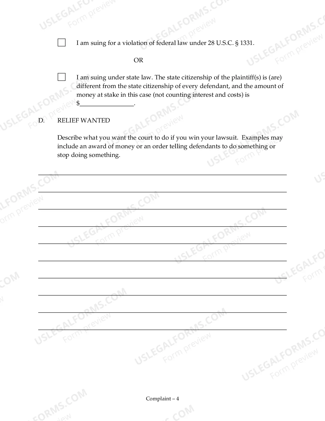 Preview Civil Rights Complaint (General)