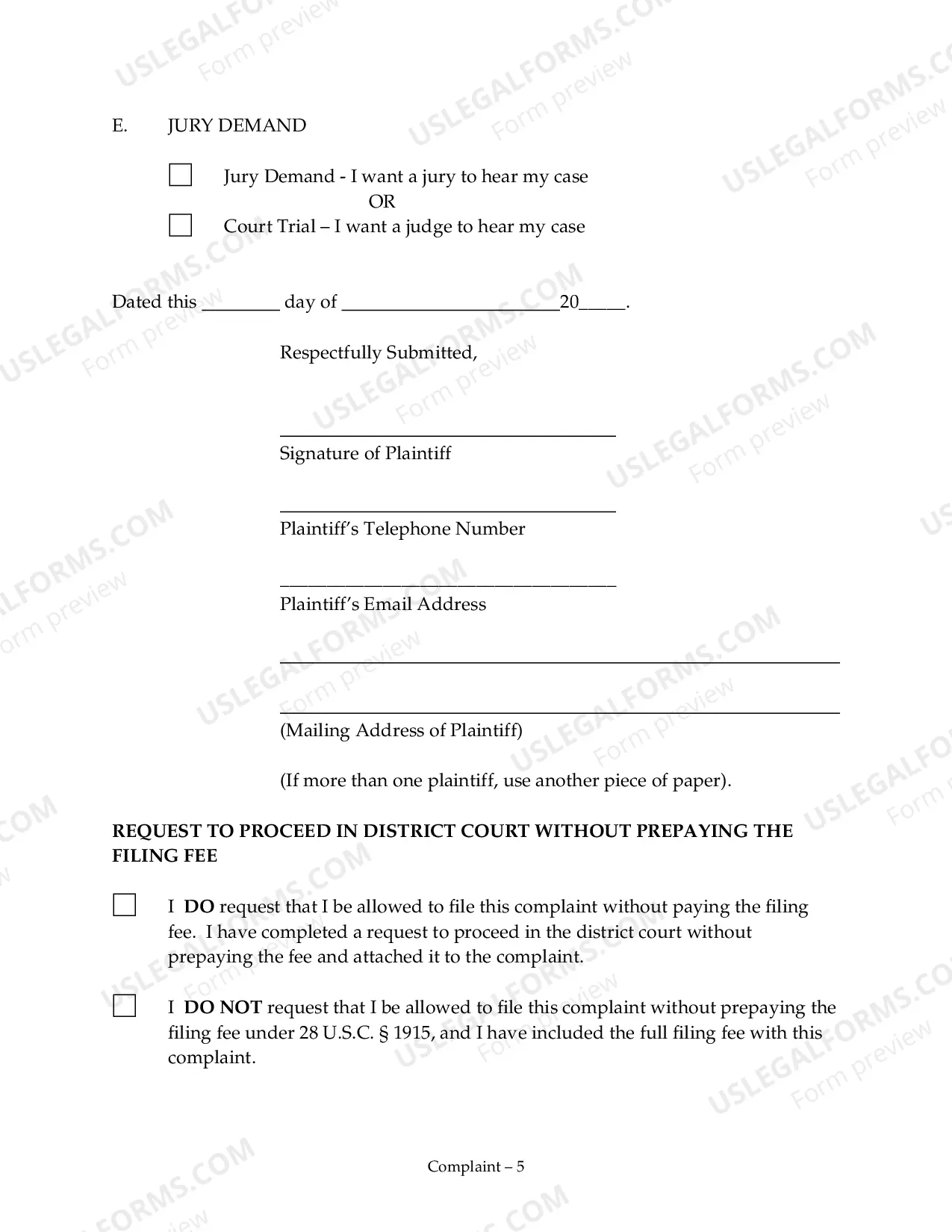 Preview Civil Rights Complaint (General)