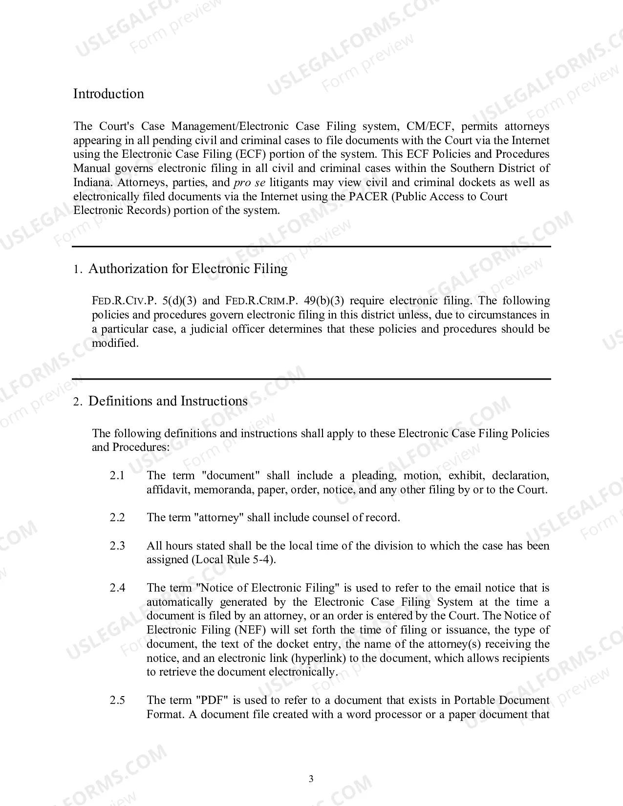 Preview Electronic Case Filing Attorney Registration Form