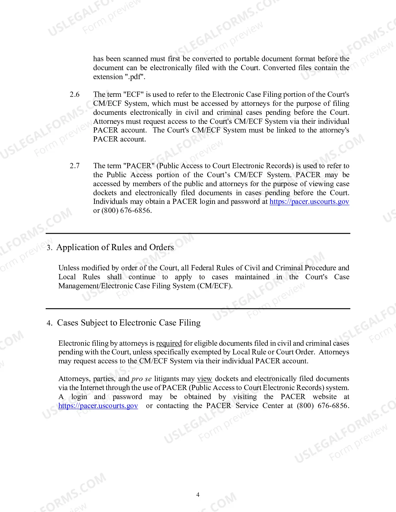 Preview Electronic Case Filing Attorney Registration Form