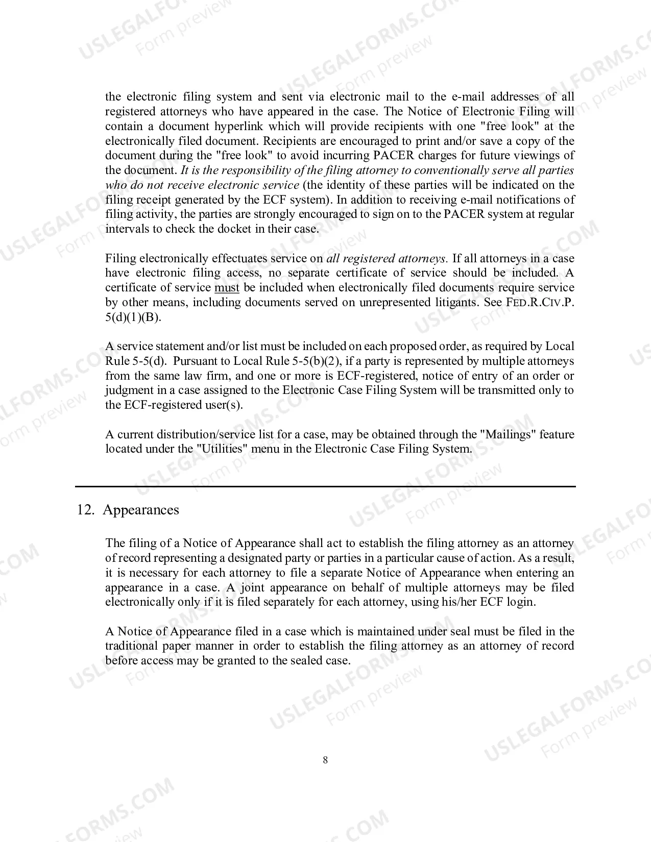Preview Electronic Case Filing Attorney Registration Form