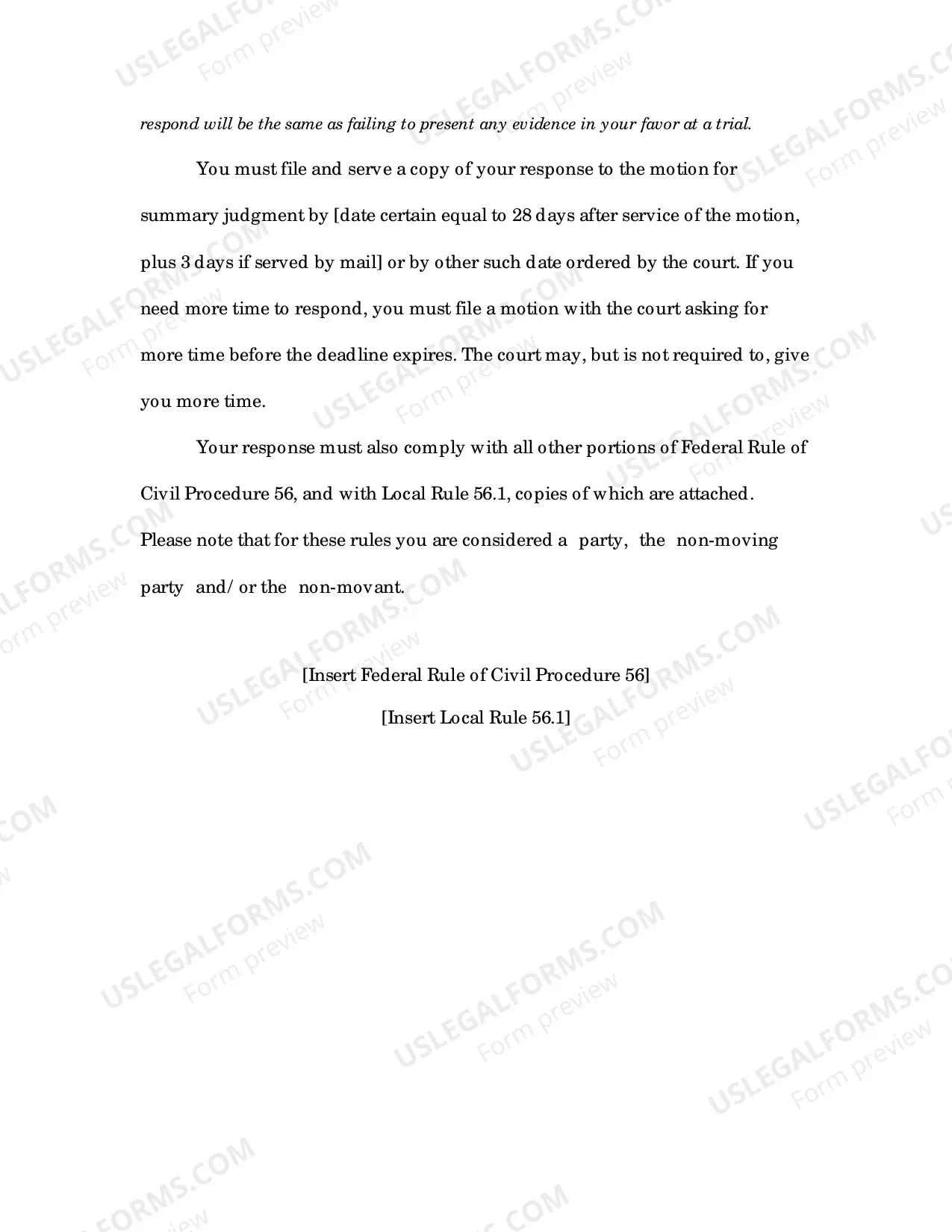 Preview Notice Regarding Right To Respond To And Submit Evidence