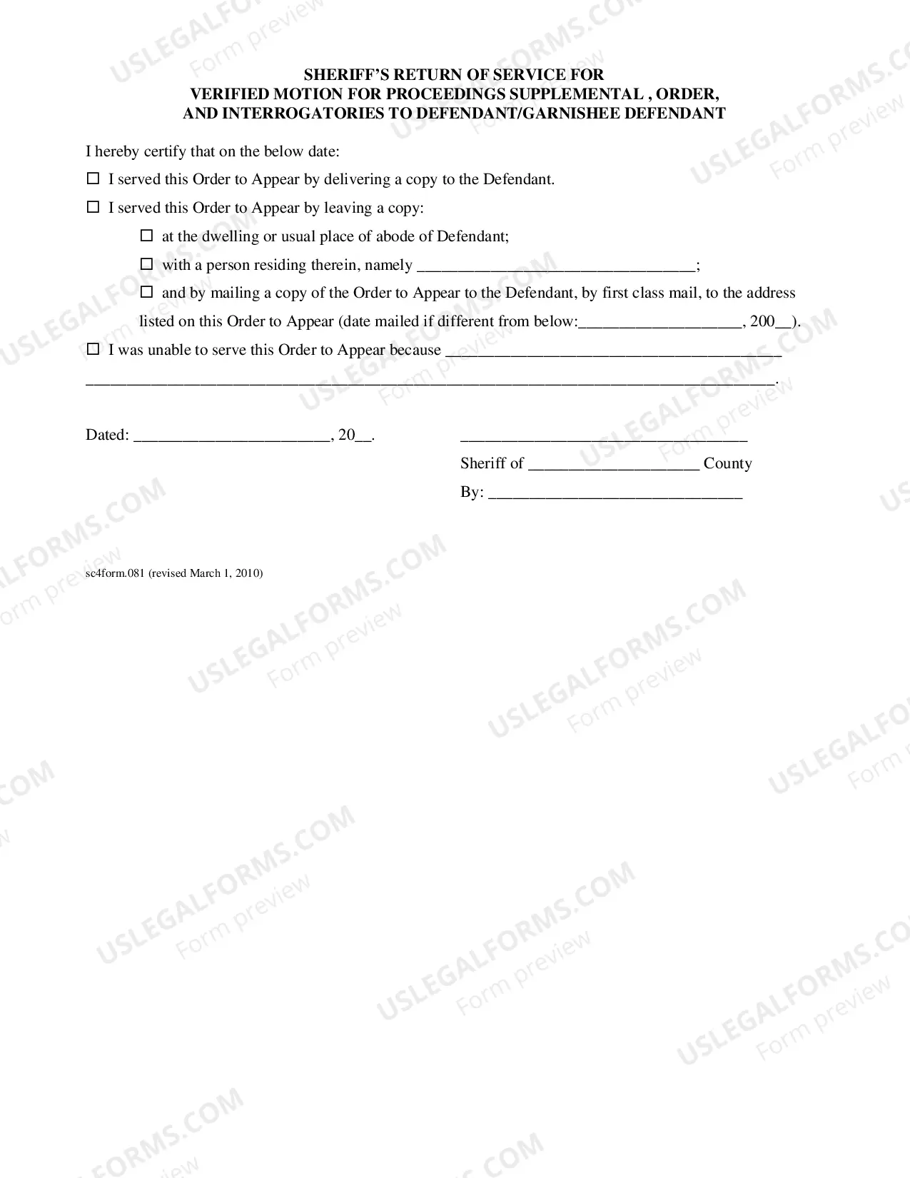 Preview Verified Motion For Proceedings Supplemental, Order, And Summons And Interrogatories To Defendant