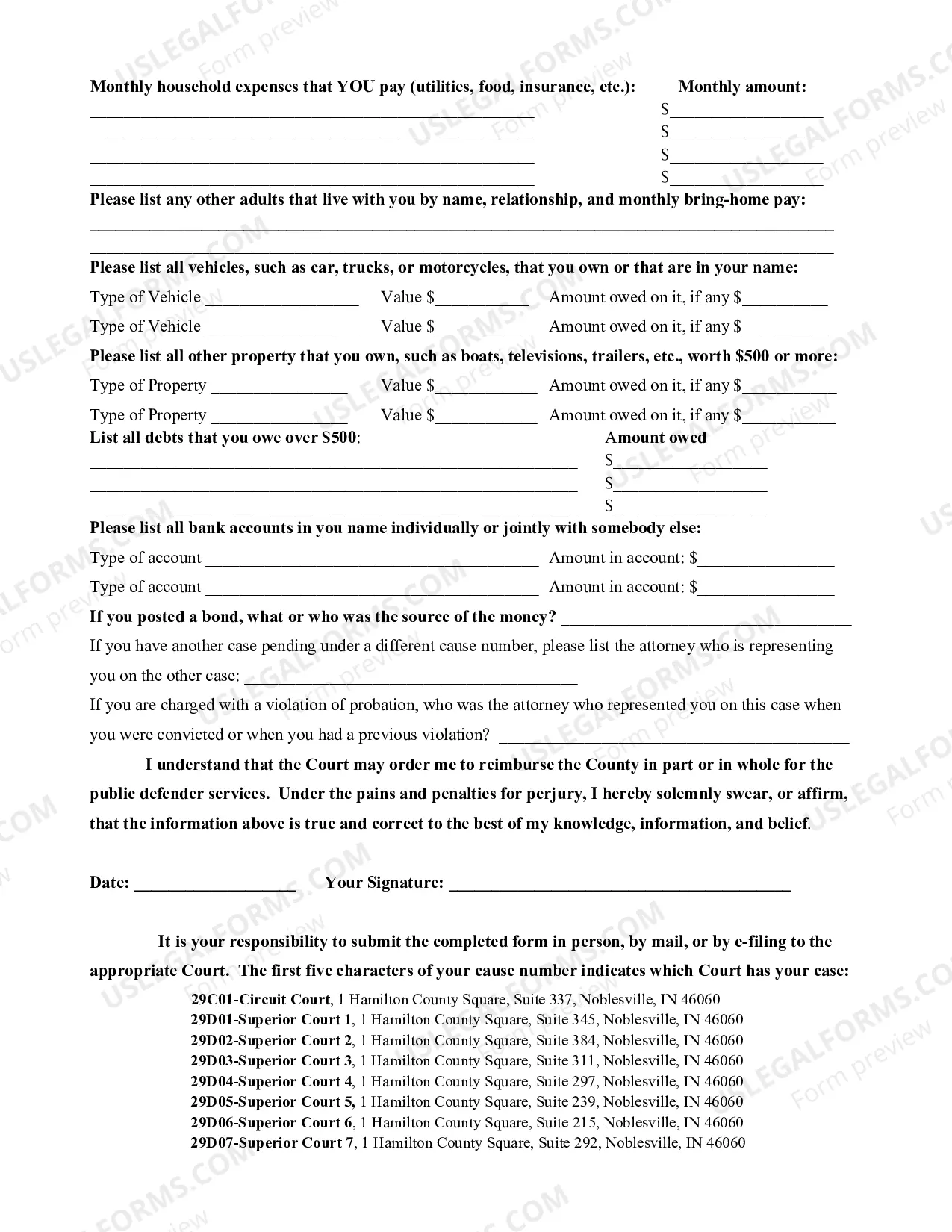 Preview Affidavit of Indigency And Request For Appointment of Counsel