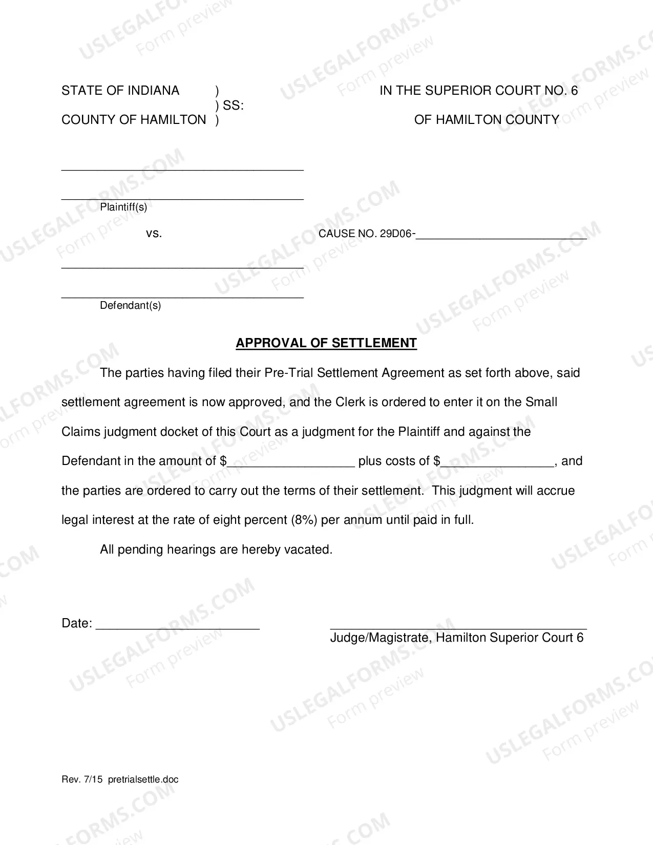 Preview Pretrial Settlement Agreement