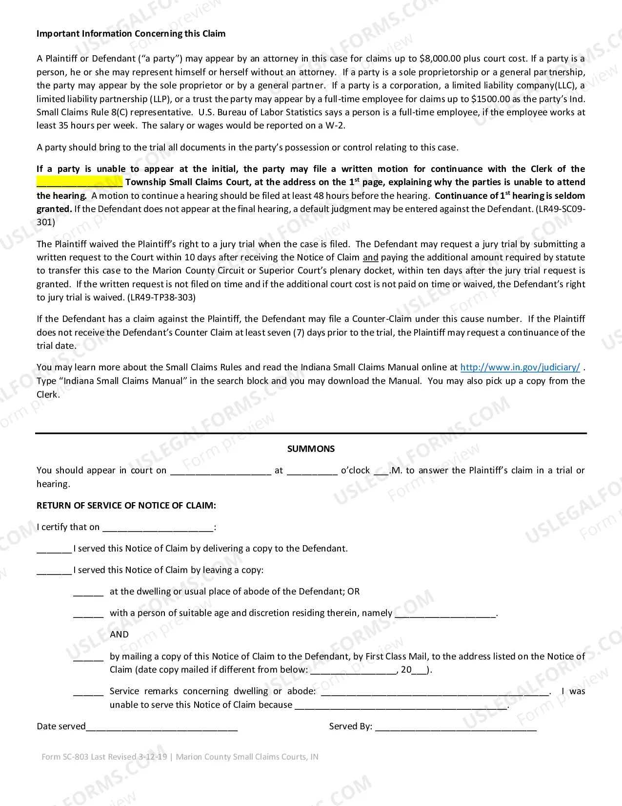 Preview Notice of Claim