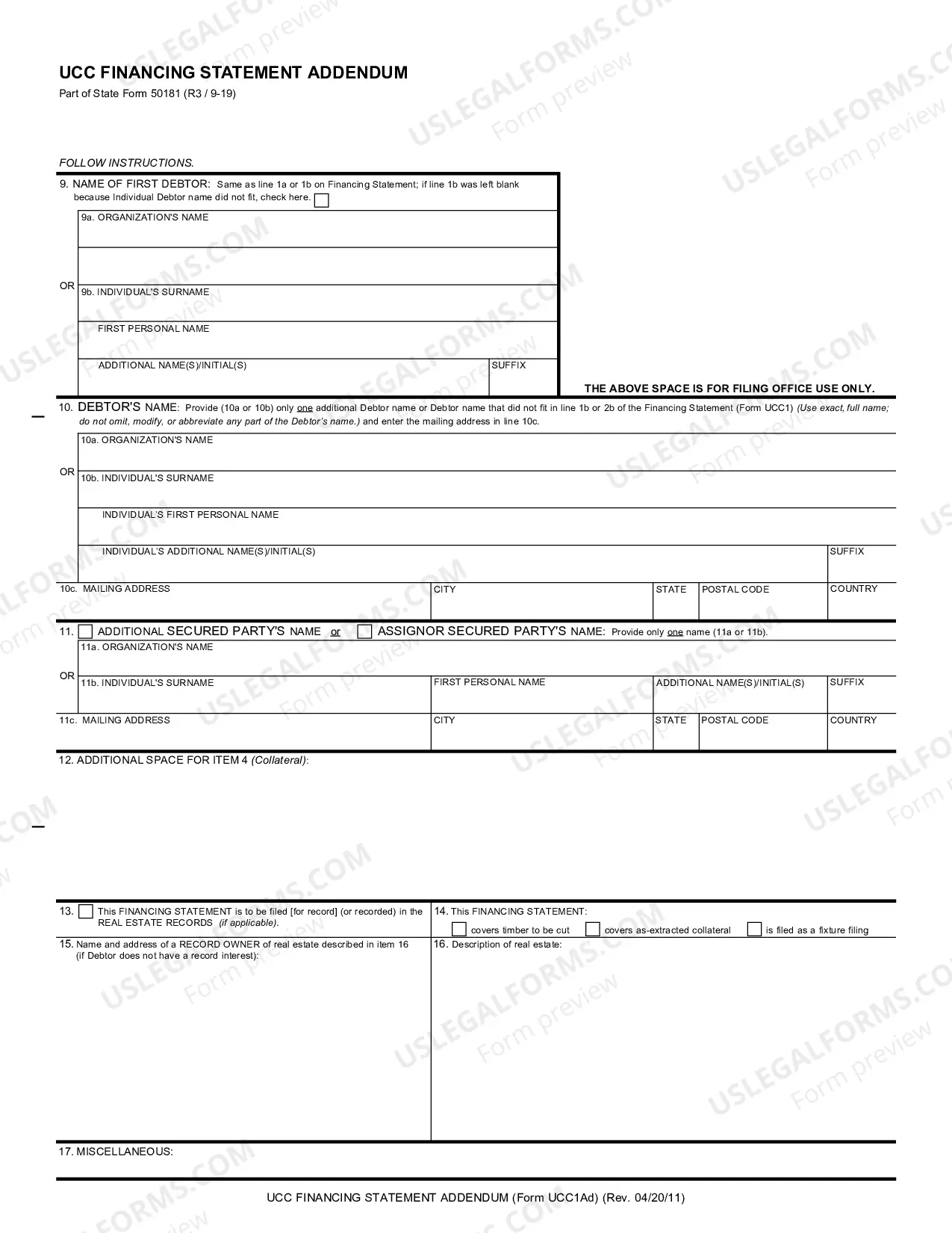 Preview UCC Financing Statement Amendment