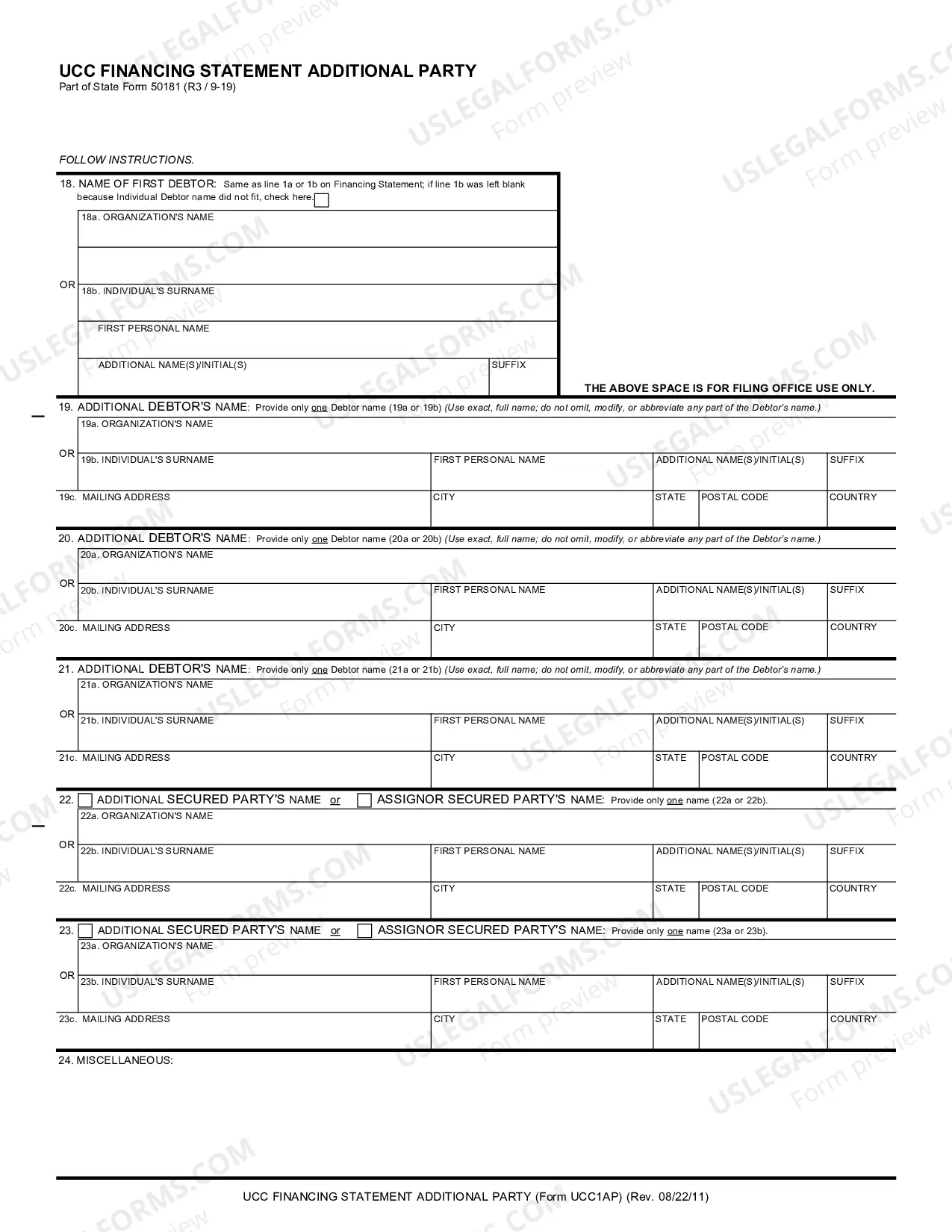 Preview UCC Financing Statement Amendment
