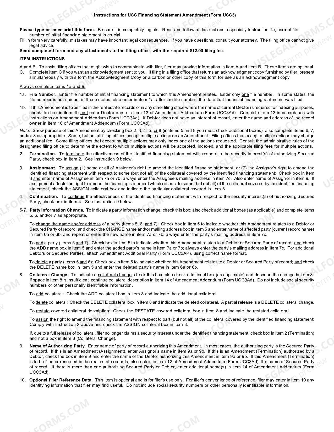 Preview UCC Financing Statement Amendment Addendum