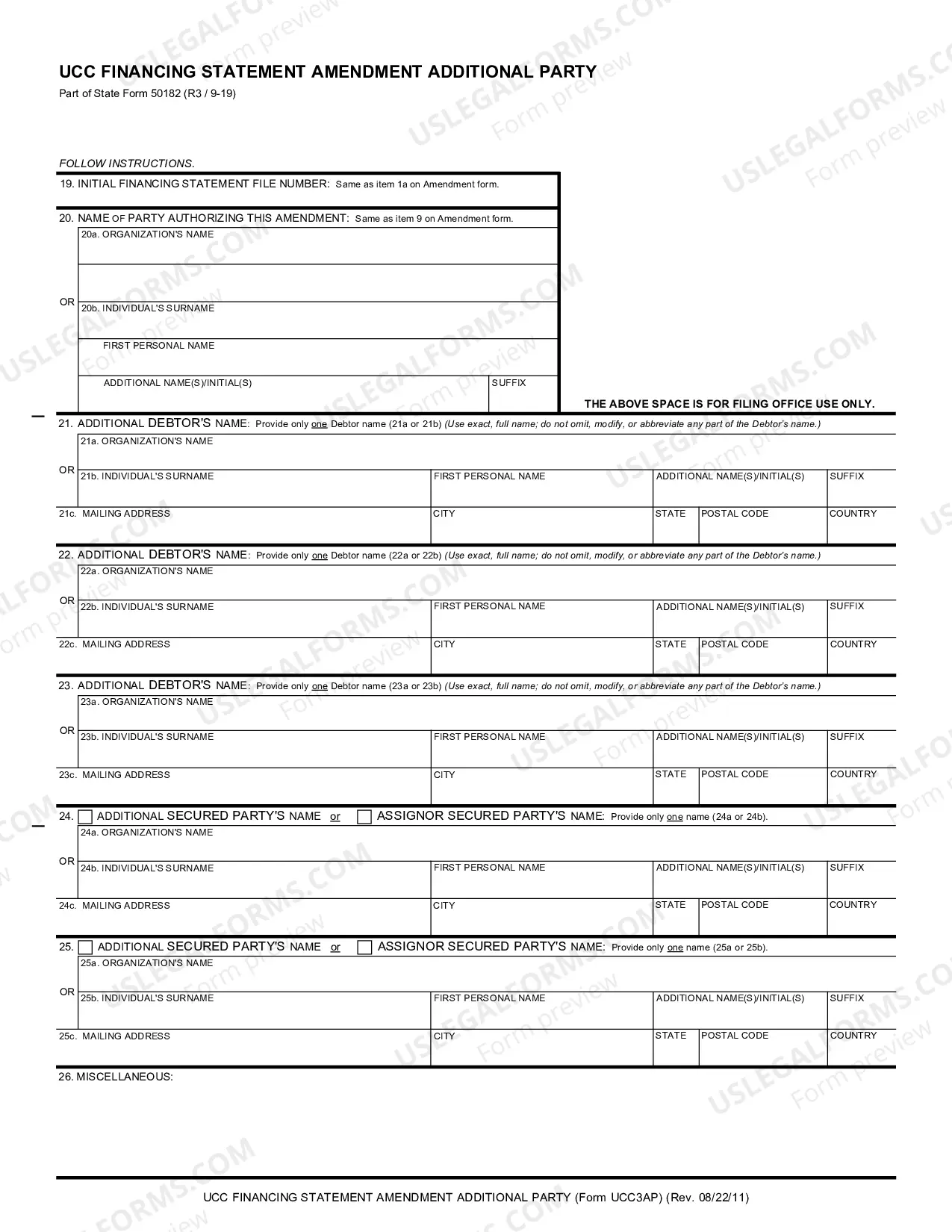 Preview UCC Financing Statement Amendment Addendum