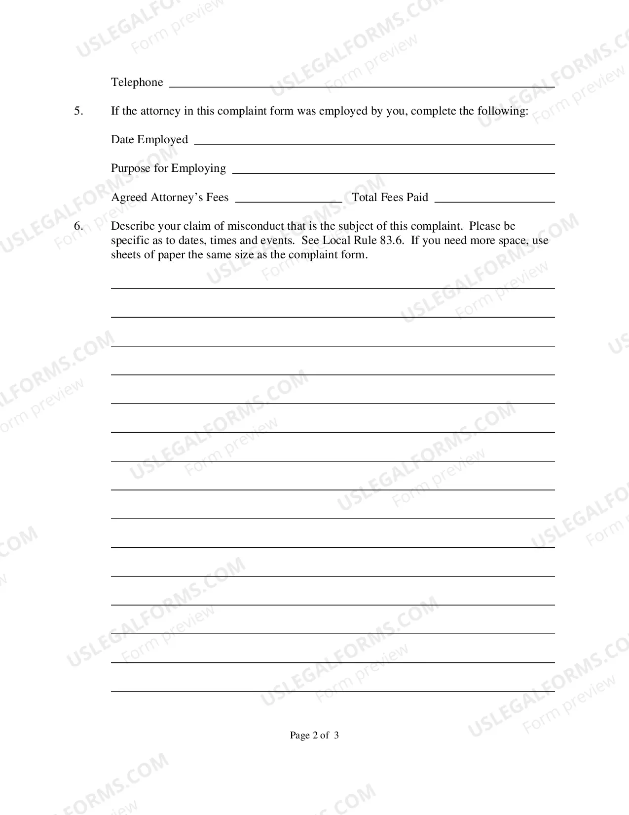 Preview Complaint Form of Attorney Misconduct