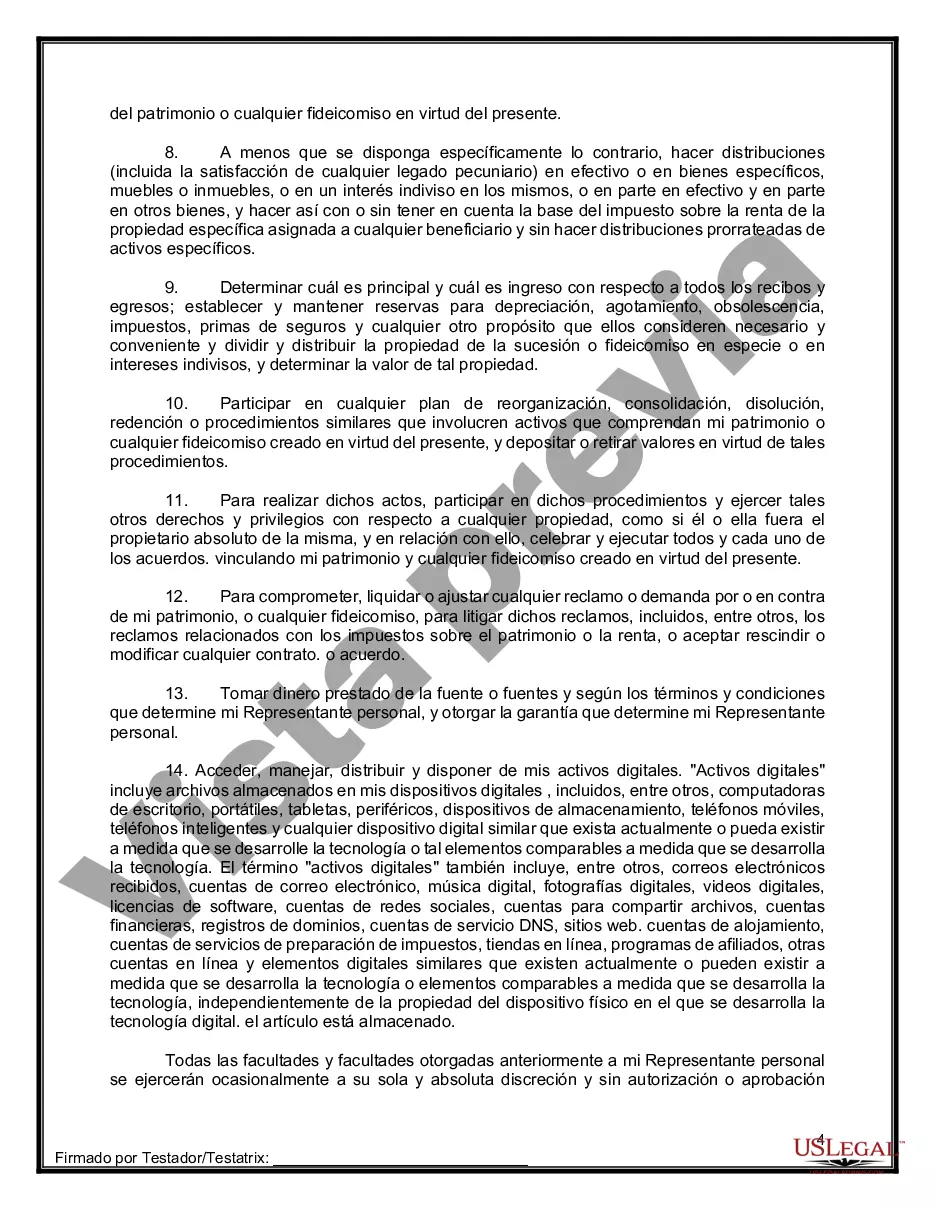 Preview Formulario de última voluntad y testamento legal para persona soltera sin hijos