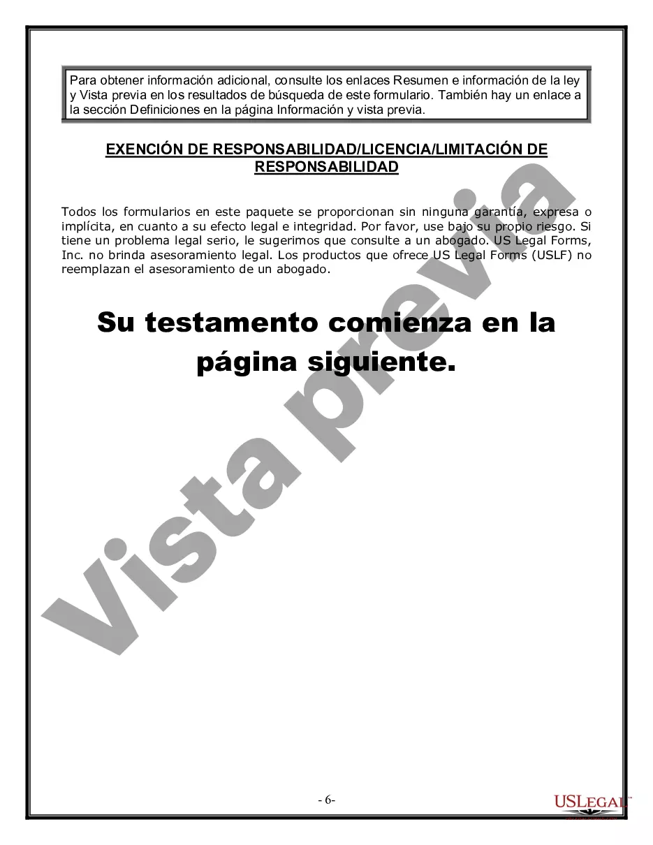 Preview Formulario de última voluntad y testamento legal para persona soltera sin hijos
