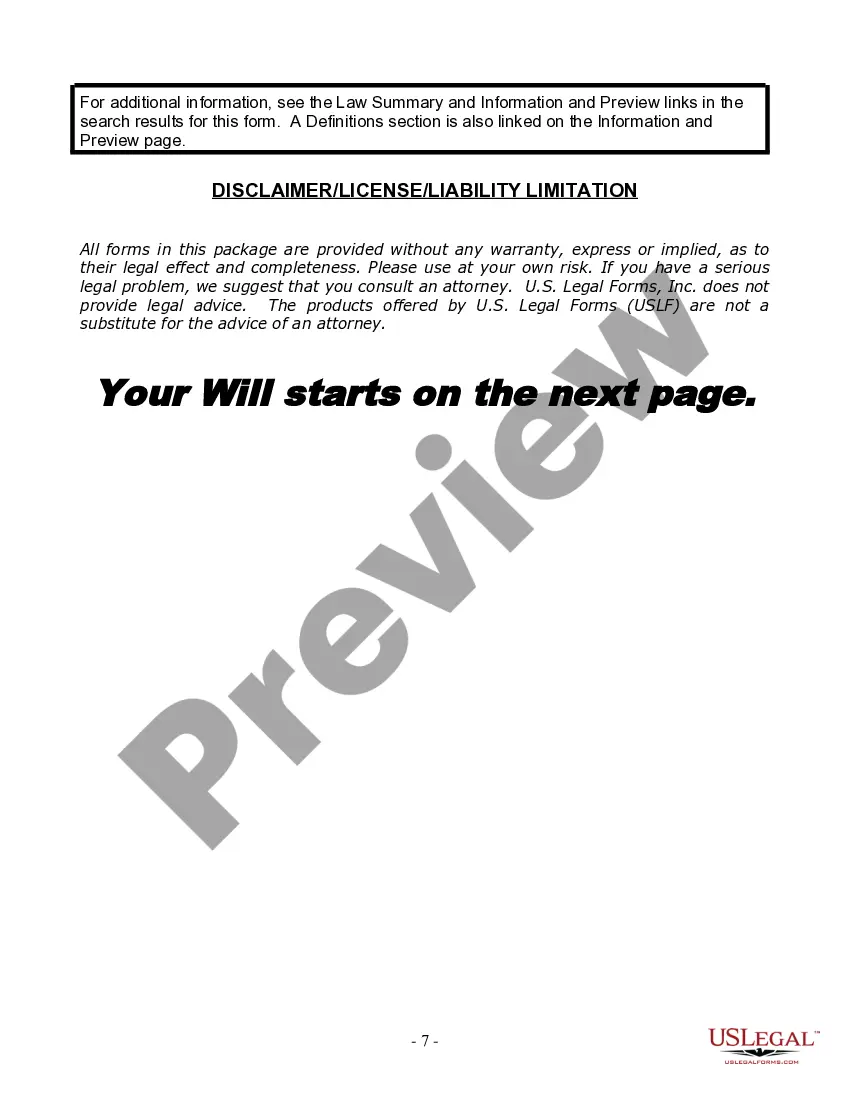 Preview Last Will and Testament for Single Person with No Children