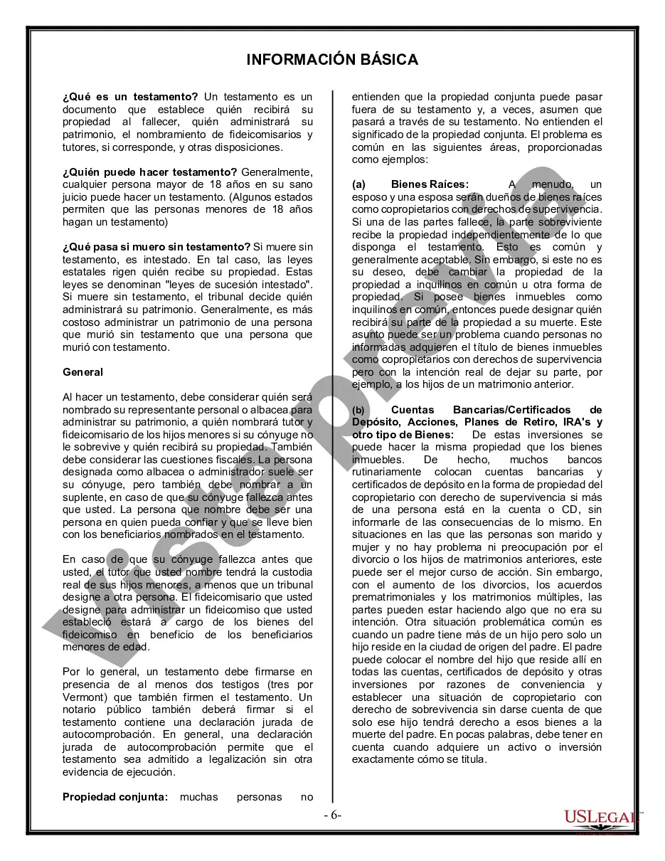 Preview Última voluntad y testamento legal para persona casada con hijos menores de edad de un matrimonio anterior