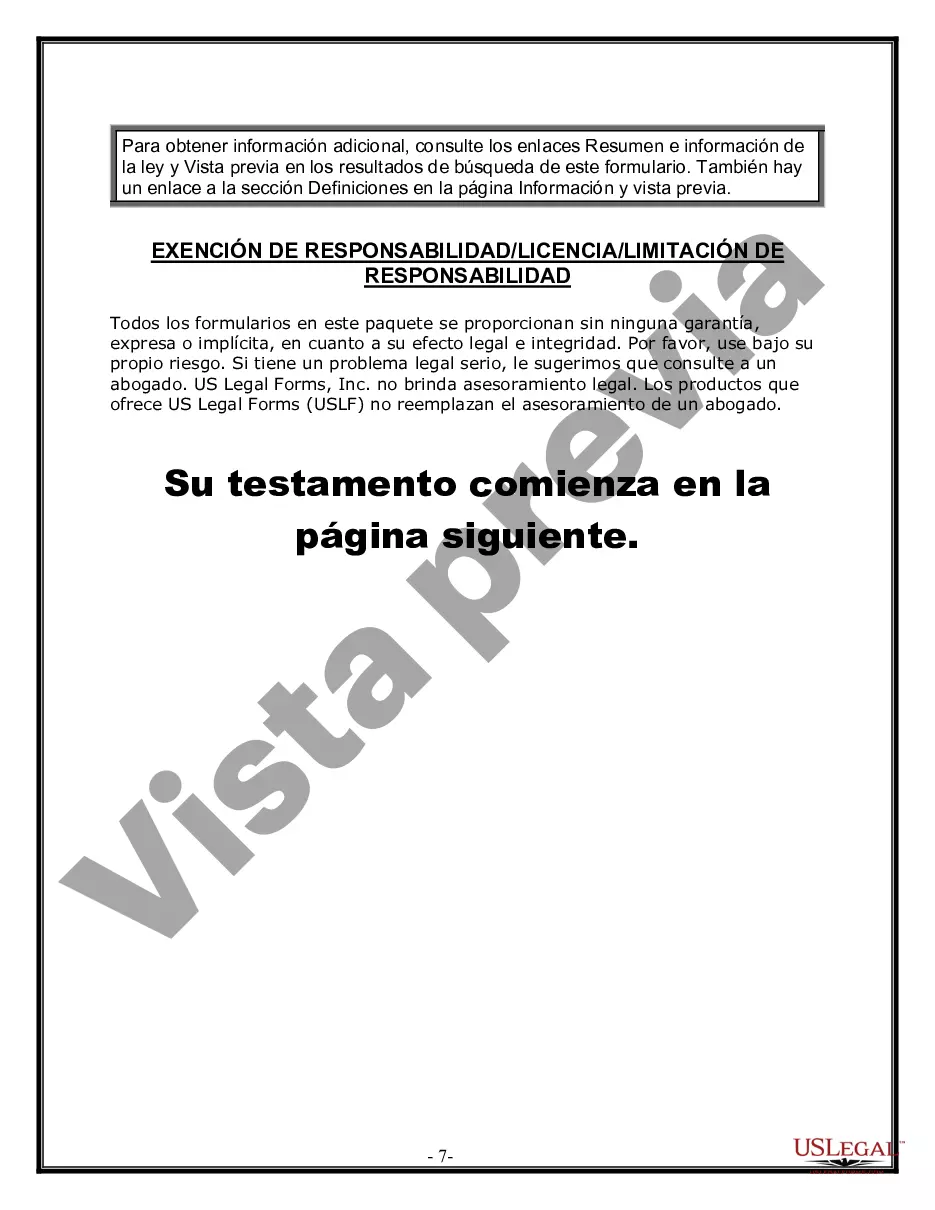 Preview Última voluntad y testamento legal para persona casada con hijos menores de edad de un matrimonio anterior