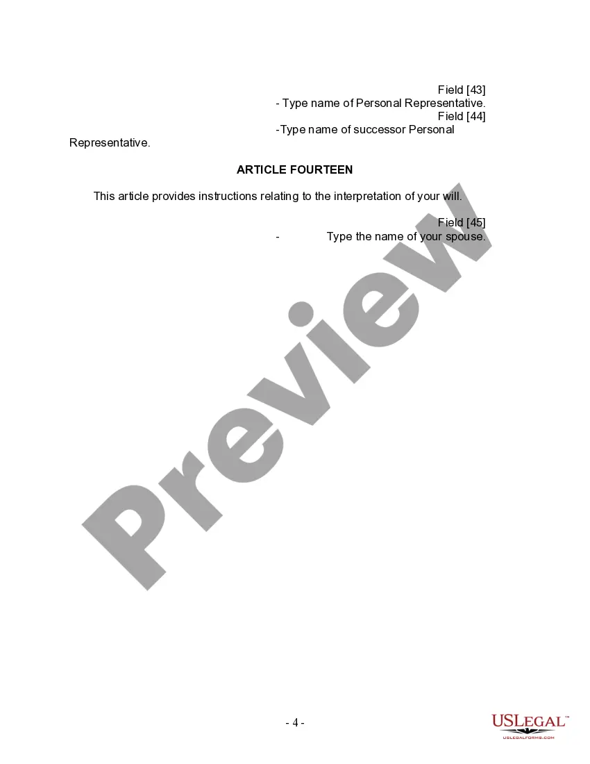 Preview Last Will and Testament for Married person with Minor Children from Prior Marriage