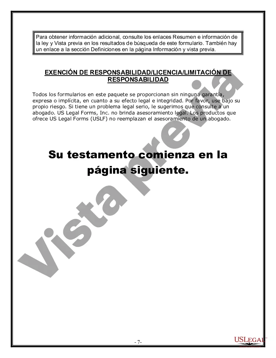 Preview Formulario de última voluntad y testamento legal para una persona casada con hijos adultos de un matrimonio anterior