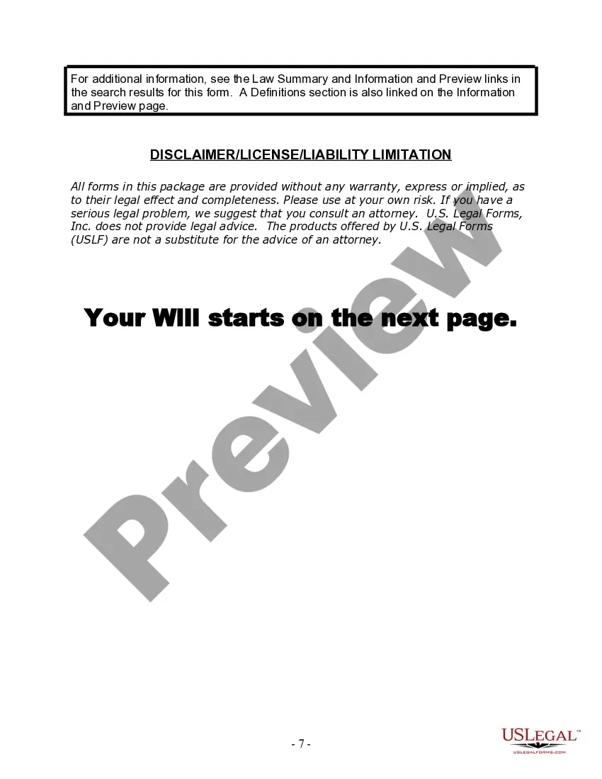 Preview Last Will and Testament for Married person with Adult Children from Prior Marriage