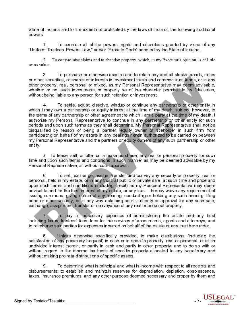 Preview Last Will and Testament for Divorced Person Not Remarried with No Children