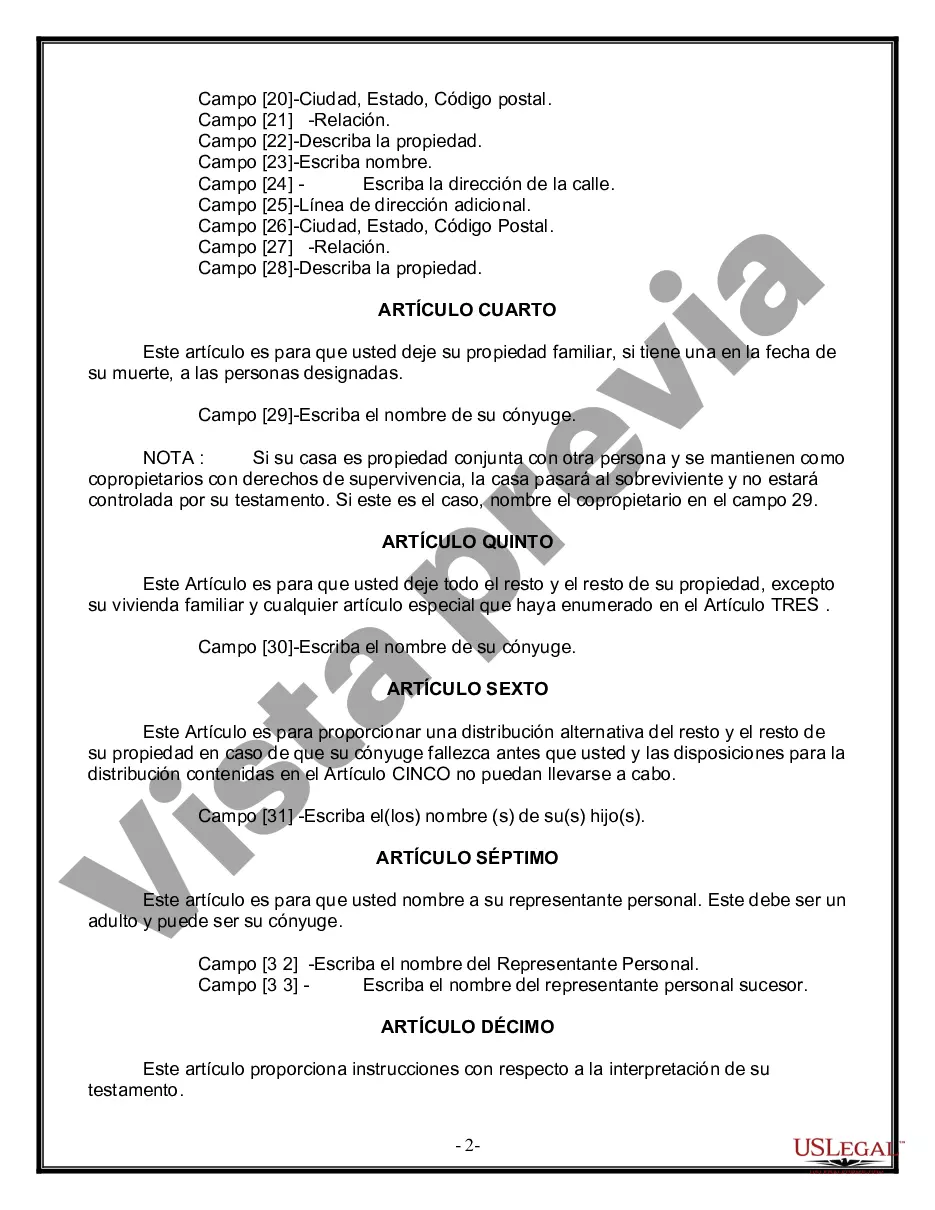 Preview Paquete de Voluntades Mutuas con Últimas Voluntades y Testamentos para Pareja Casada con Hijos Adultos